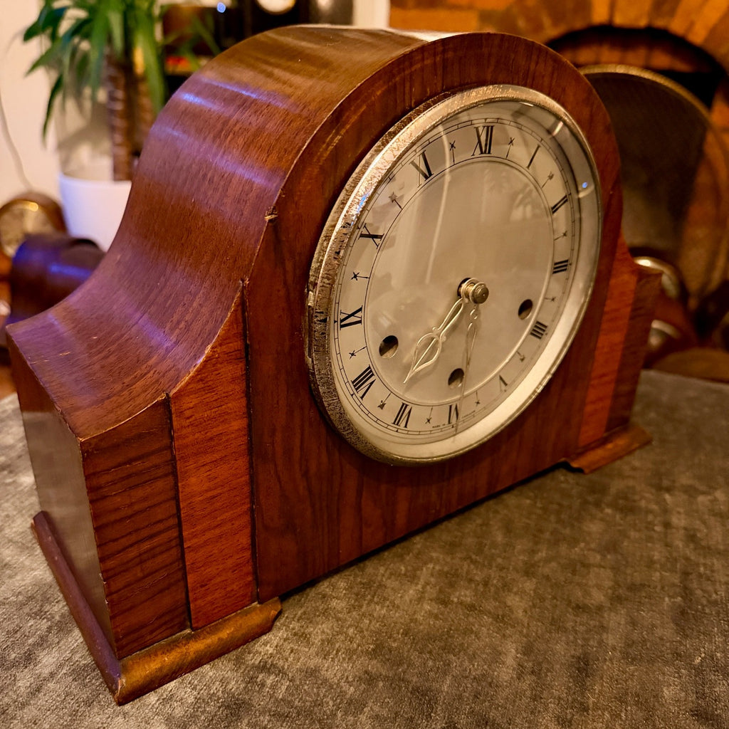 1954 Smiths K6A Westminster Chiming Mantel Clock Walnut Art Deco Marjorie