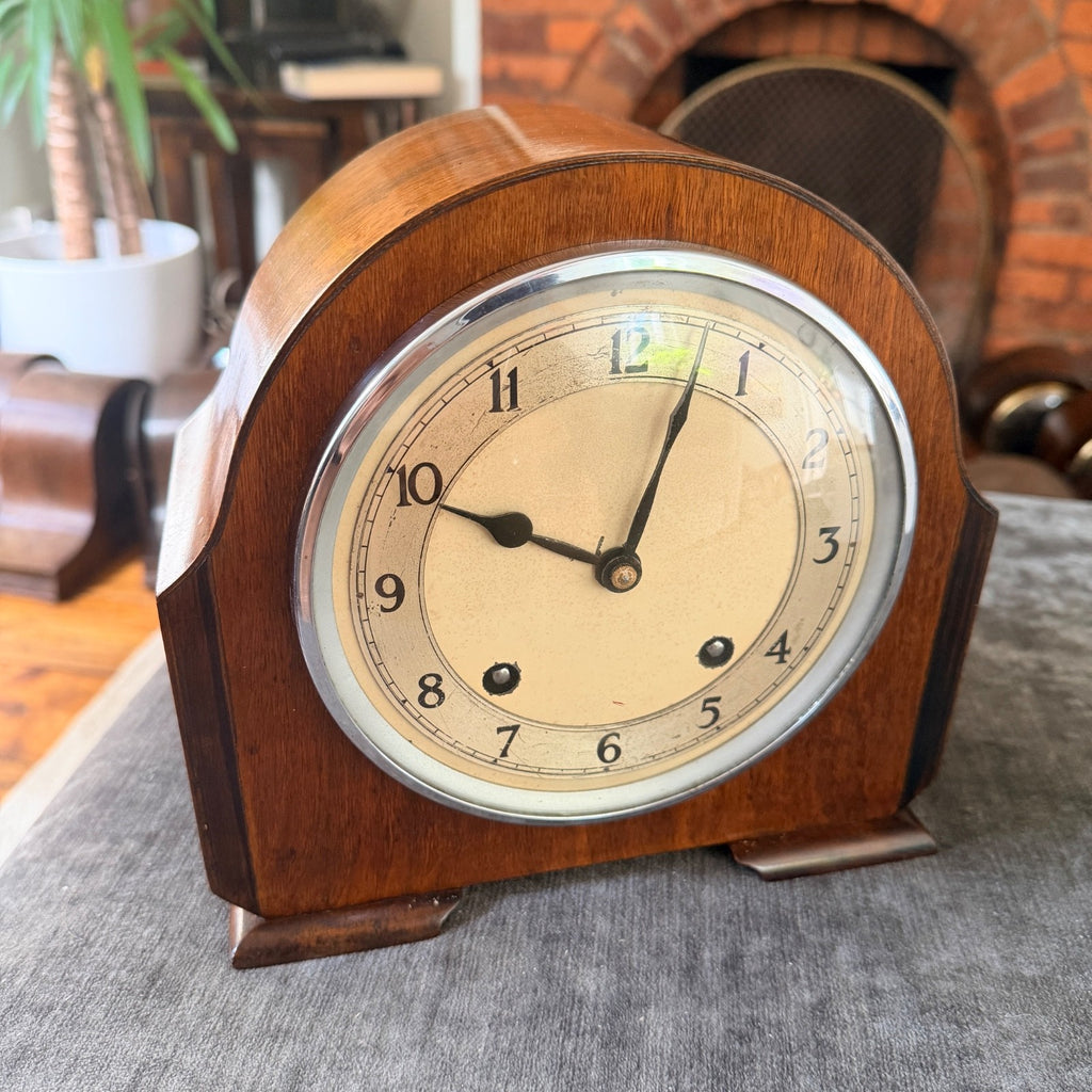 Vintage Garrard English Gong Striking Mantel Clock c1950s Serviced Art Deco
