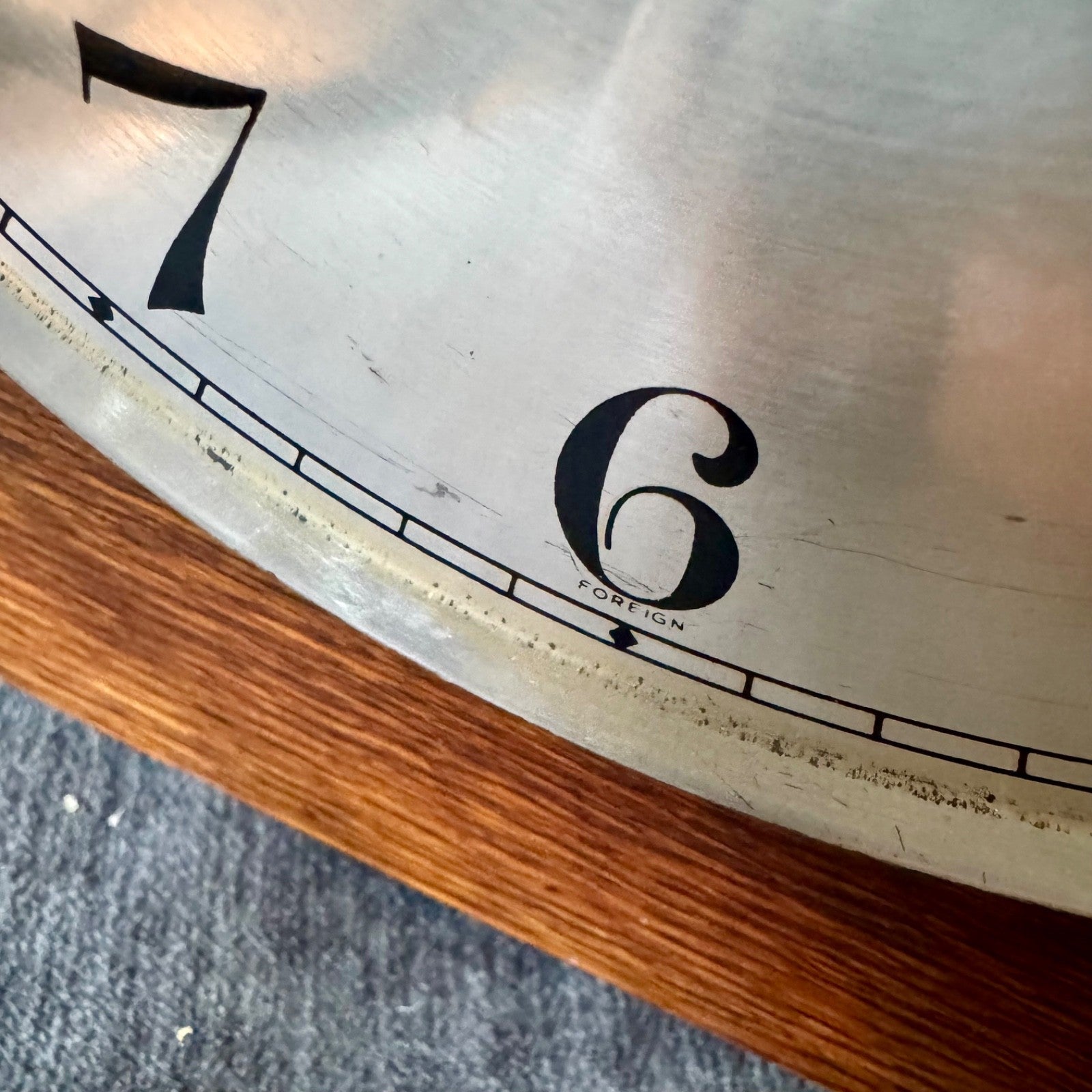 1930s German / Continental Art Deco mantel clock, dial marked FOREIGN.