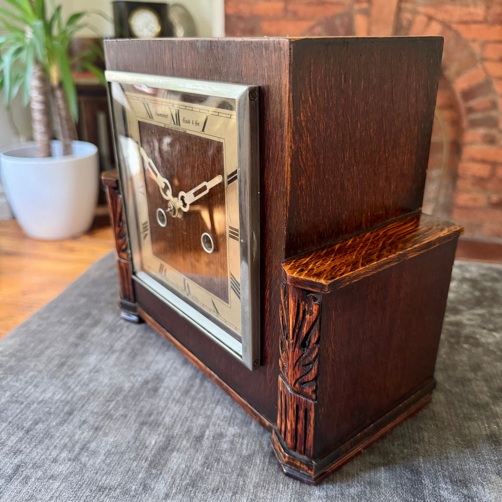 Camerer Cuss & Co Arr Deco Oak Mantel Clock