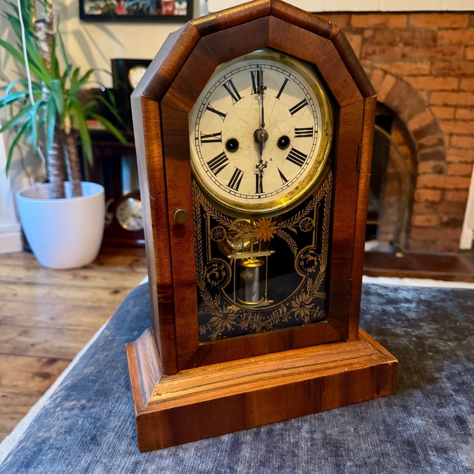 Antique American Cottage Clock Serviced Mechanical Striking Mantel Clock Key - Mahn and Co Clock Repairs