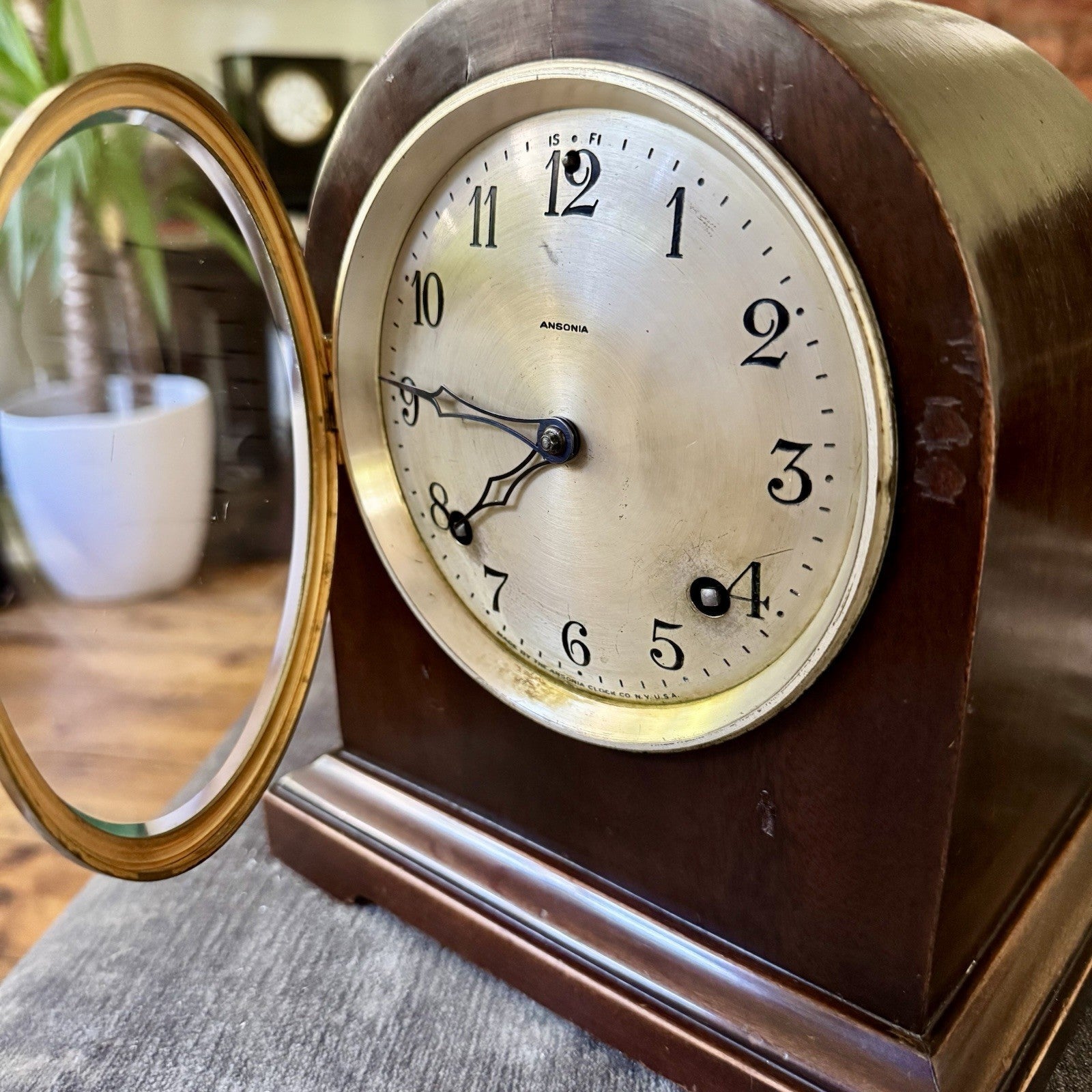 Antique Ansonia American Mantel Clock c1900 Rack & Snail Gong Strike Serviced - Mahn and Co Clock Repairs