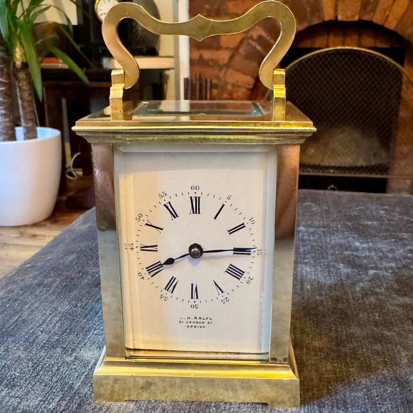 Antique French Brass Carriage Clock G R Ralfs Norwich c1880 Serviced - Mahn and Co Clock Repairs