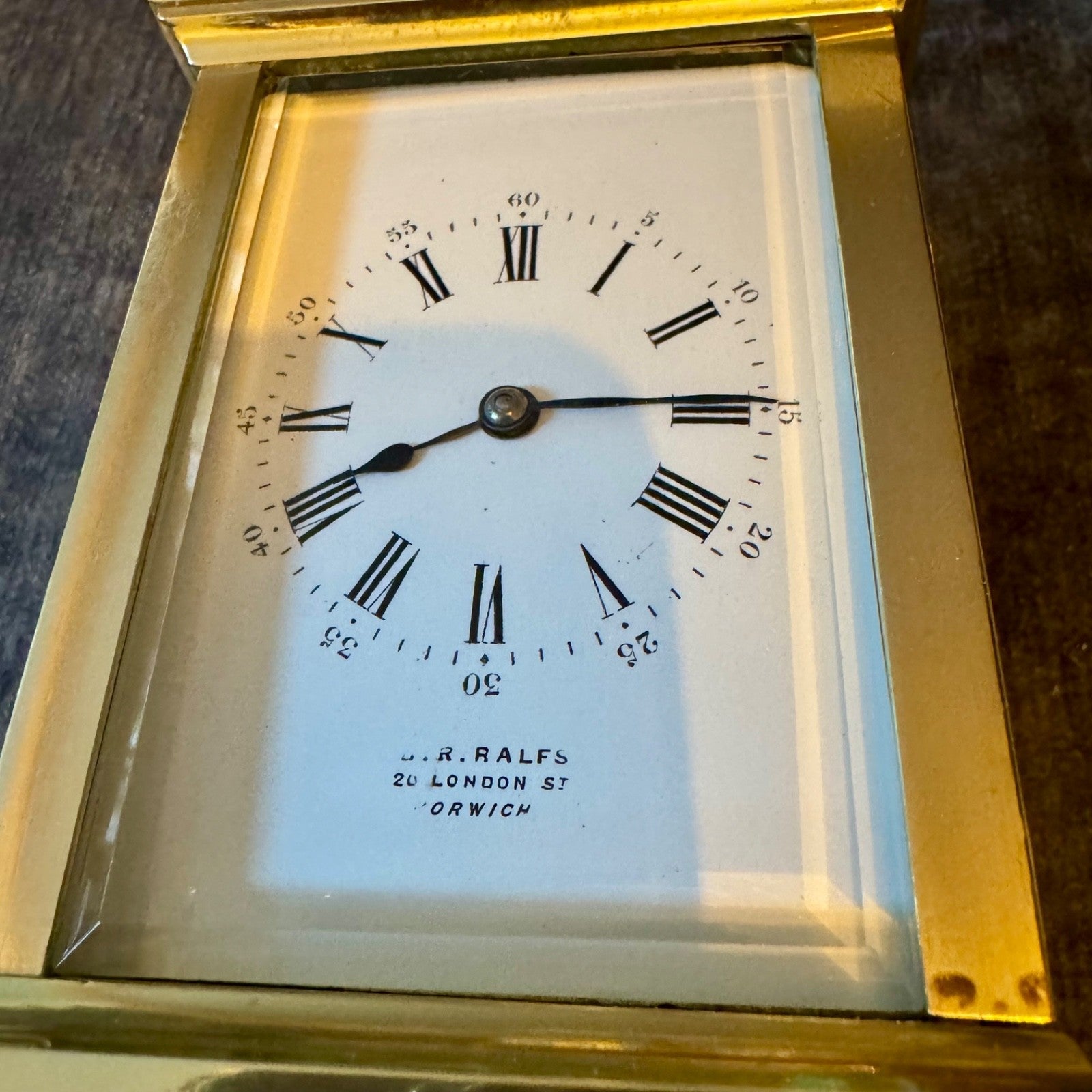 Antique French Brass Carriage Clock G R Ralfs Norwich c1880 Serviced - Mahn and Co Clock Repairs