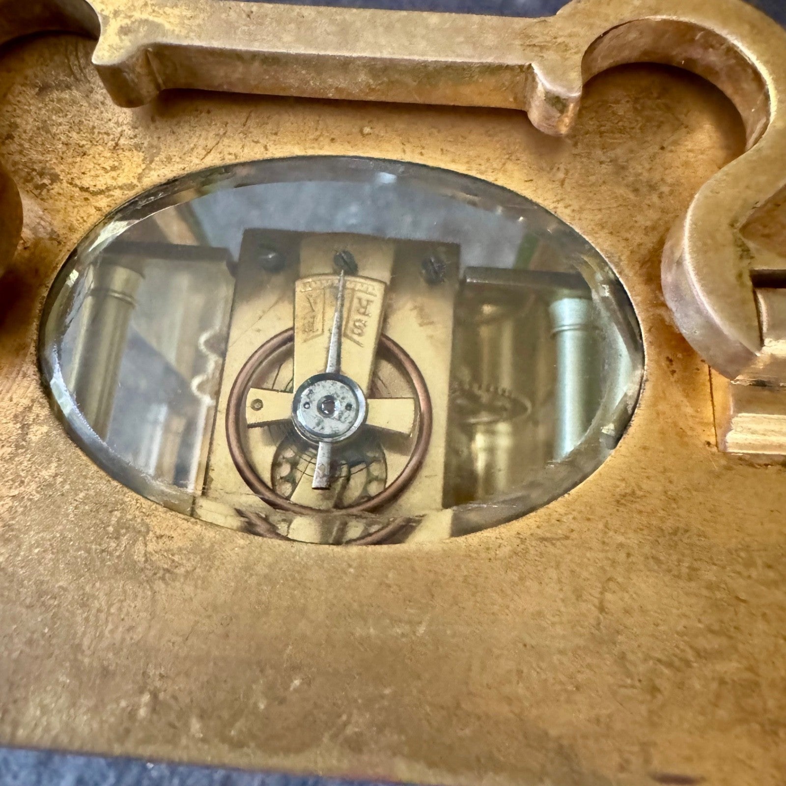 Antique French Brass Carriage Clock Time Only 5 Bevelled Glasses Fully Serviced - Mahn and Co Clock Repairs