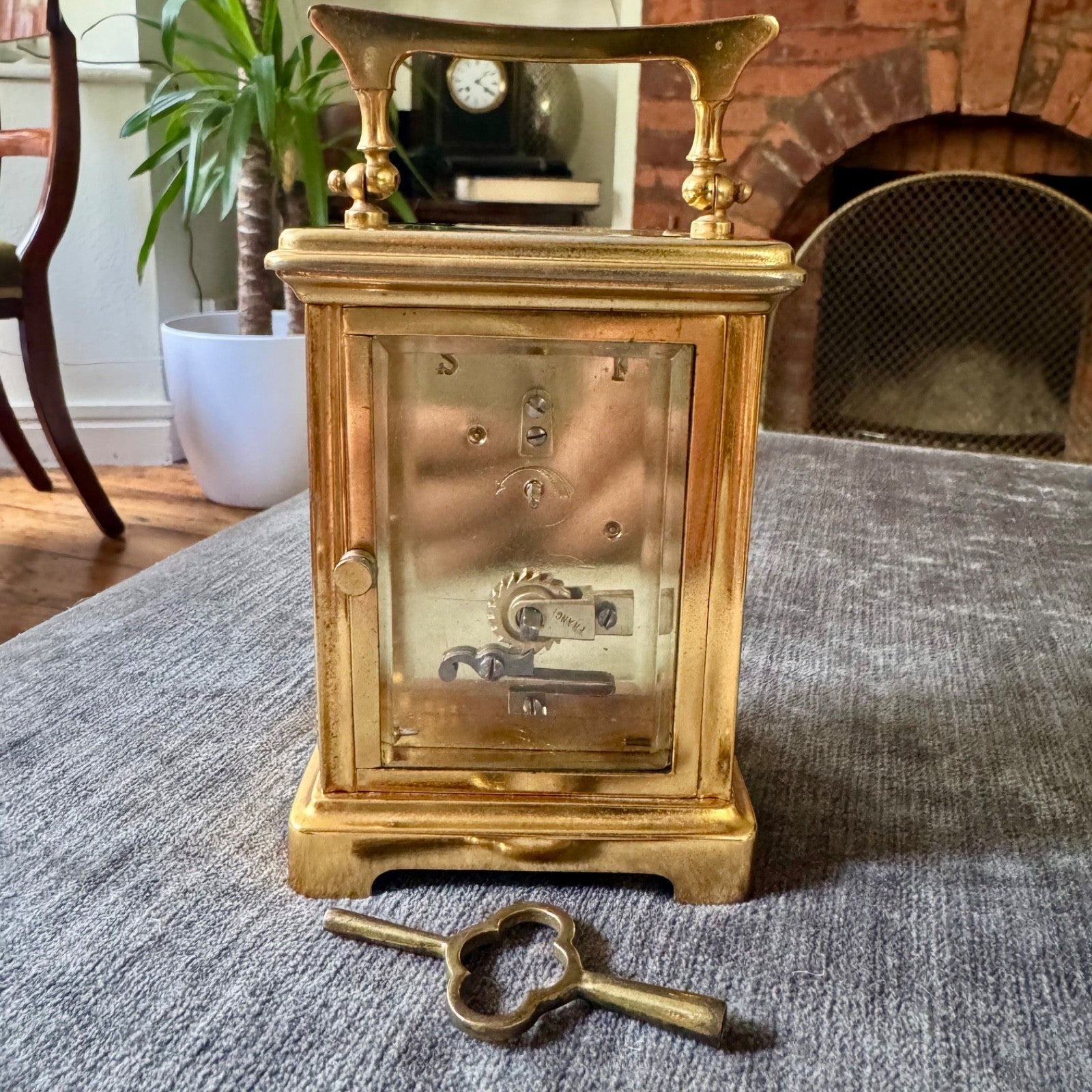 Antique French Gilt Brass Carriage Clock 8 Day Timepiece Serviced Working - Mahn and Co Clock Repairs