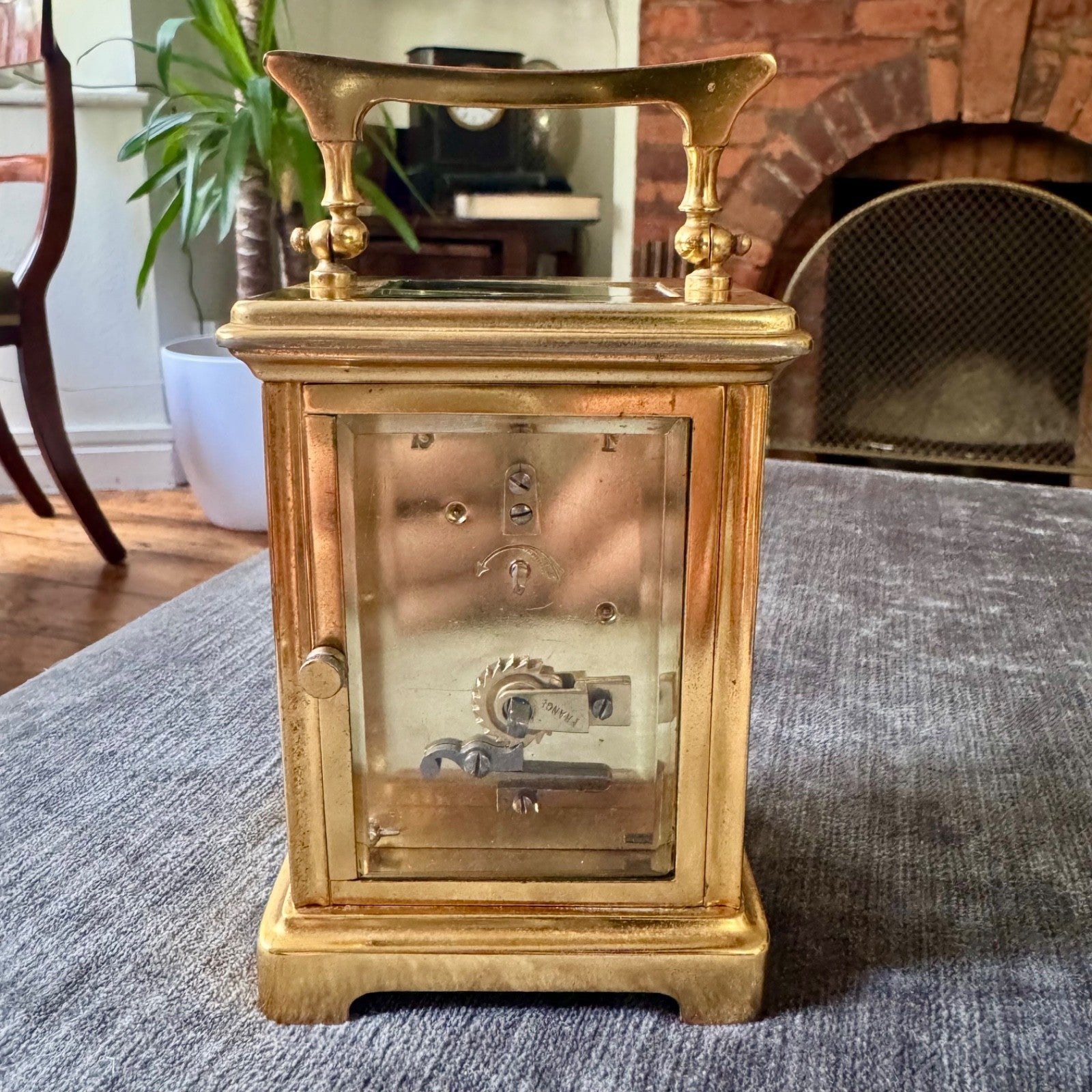 Antique French Gilt Brass Carriage Clock 8 Day Timepiece Serviced Working - Mahn and Co Clock Repairs