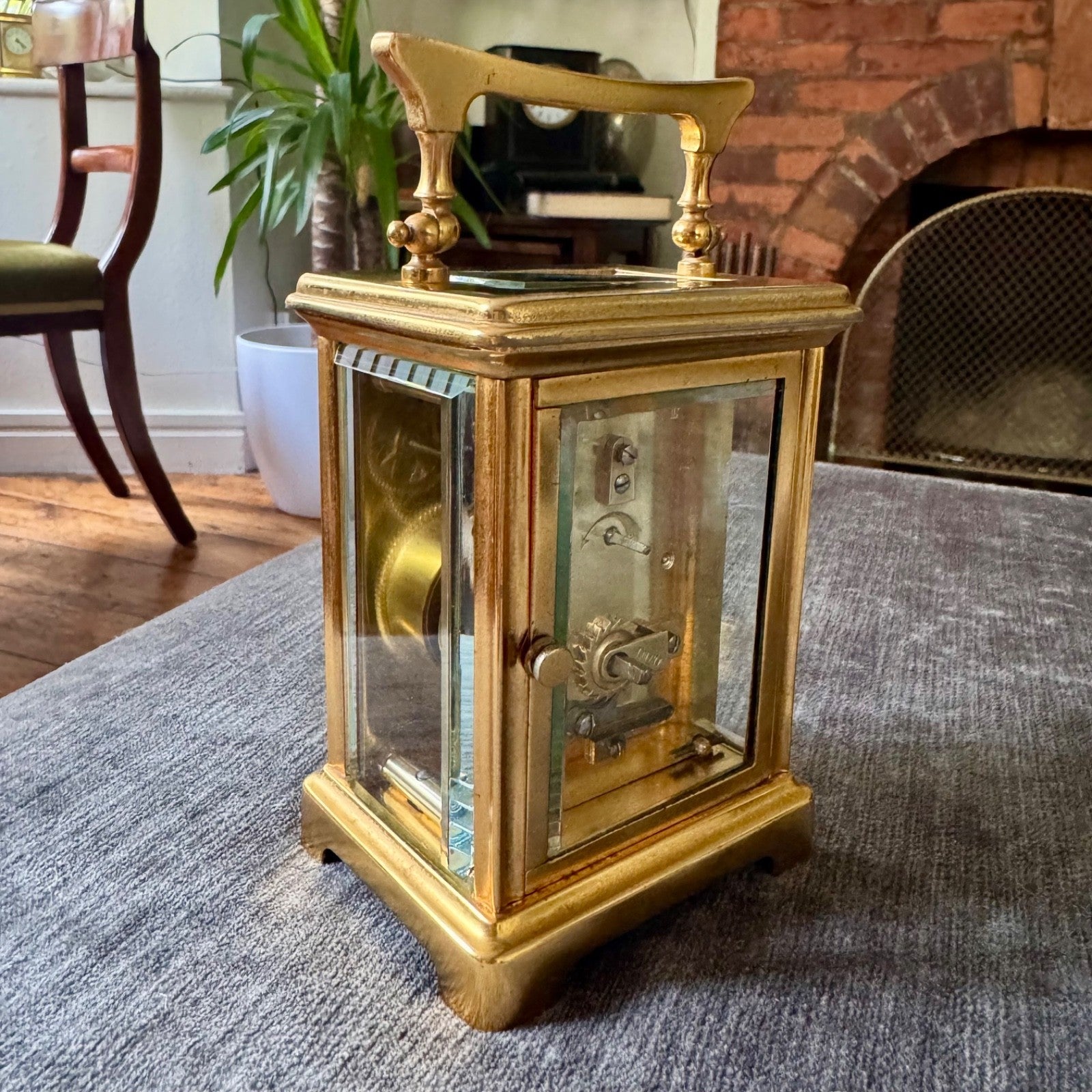 Antique French Gilt Brass Carriage Clock 8 Day Timepiece Serviced Working - Mahn and Co Clock Repairs