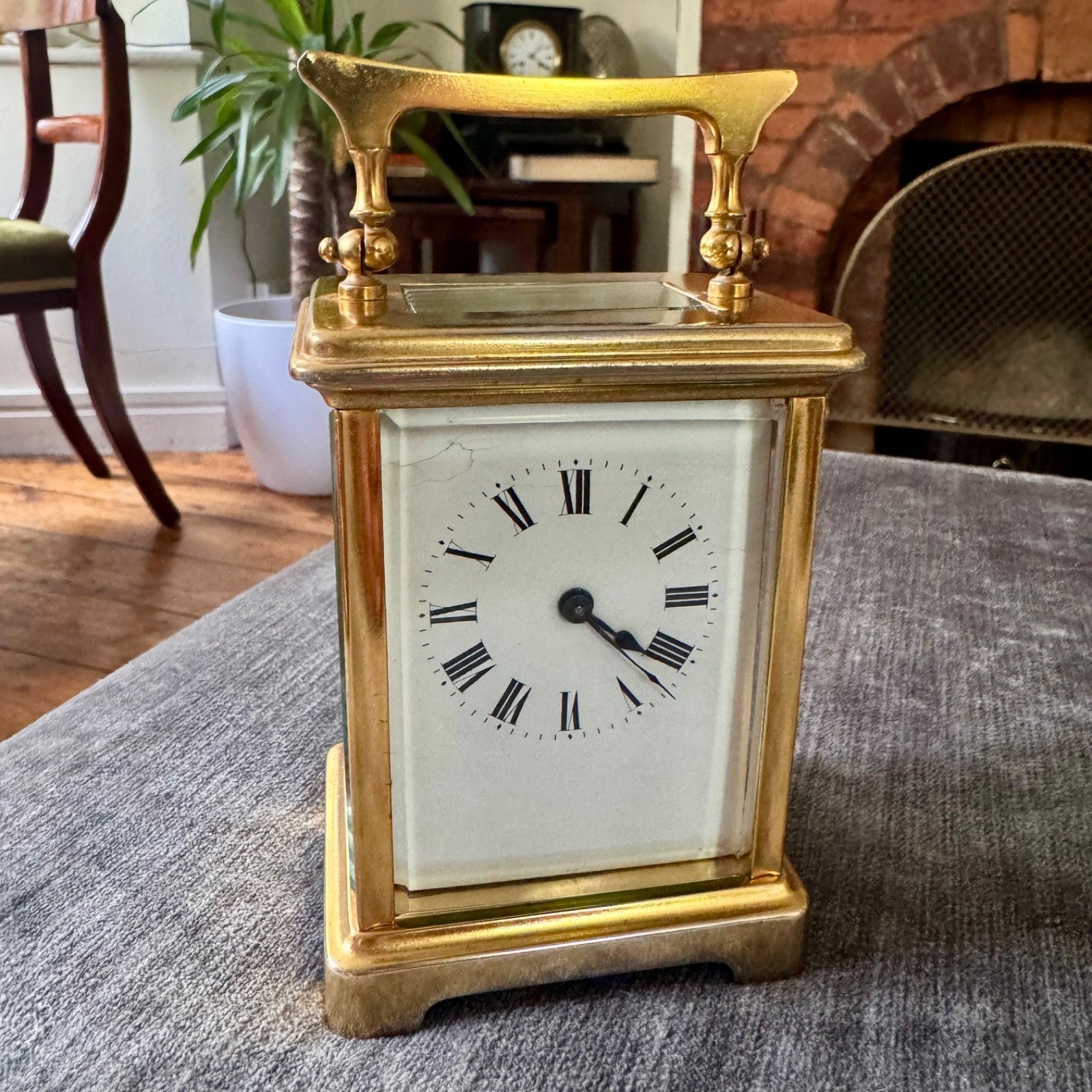 Antique French Gilt Brass Carriage Clock 8 Day Timepiece Serviced Working - Mahn and Co Clock Repairs