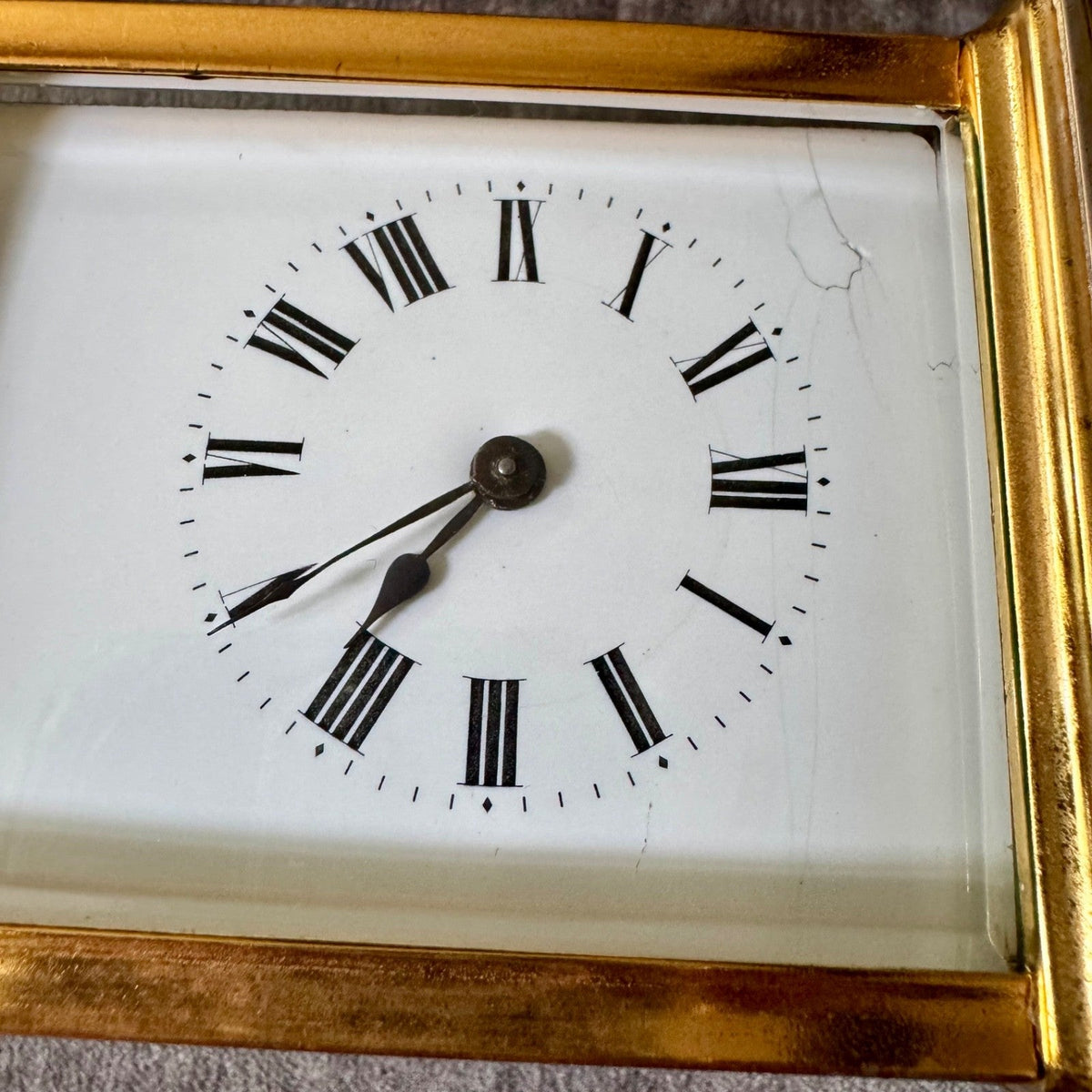 Antique French Gilt Brass Carriage Clock 8 Day Timepiece Serviced Working - Mahn and Co Clock Repairs