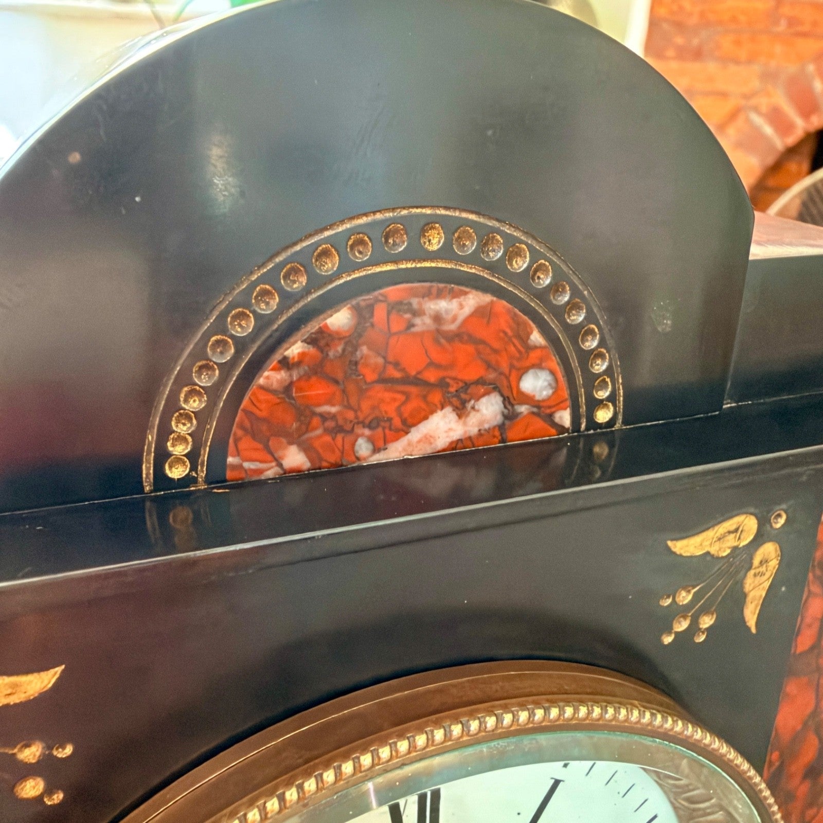 Antique French Japy Freres Slate Marble Mantel Clock Serviced c1880 - Mahn and Co Clock Repairs