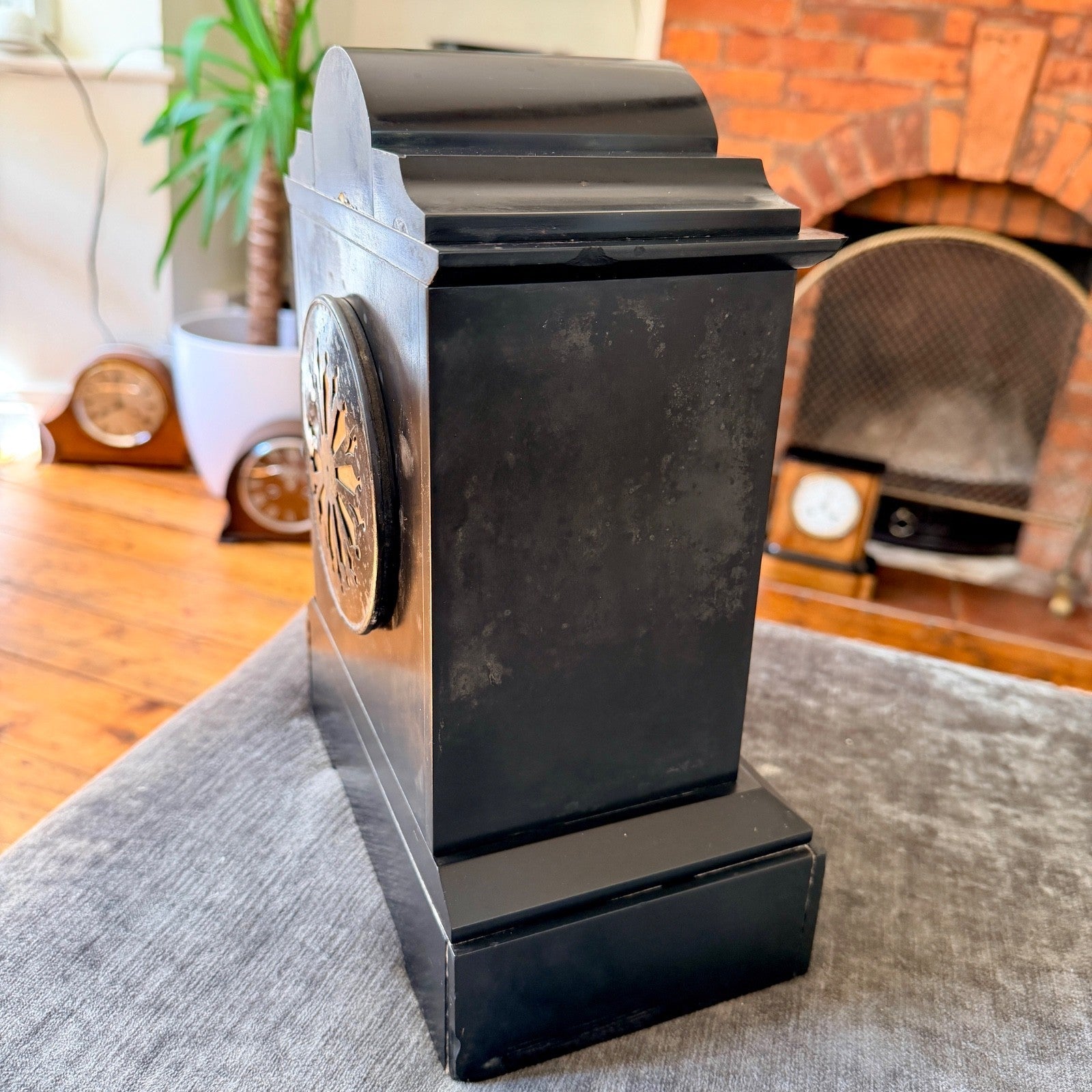 Antique French Japy Freres Slate Marble Mantel Clock Serviced c1880 - Mahn and Co Clock Repairs