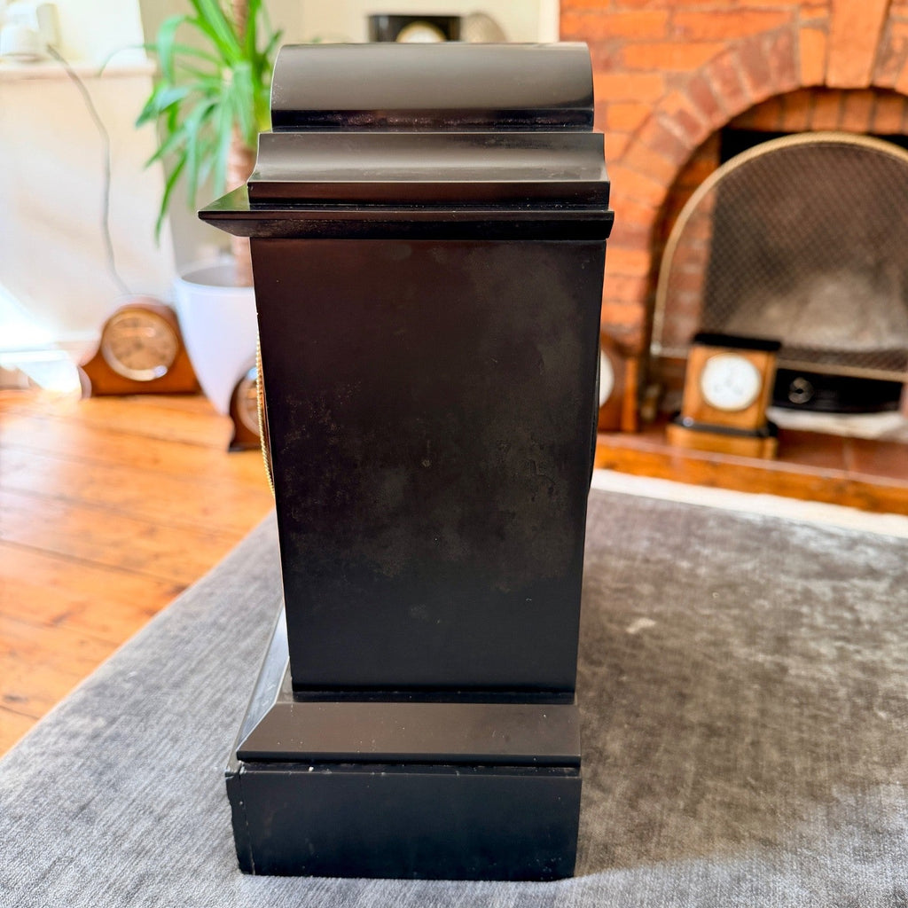 Antique French Japy Freres Slate Marble Mantel Clock Serviced c1880 - Mahn and Co Clock Repairs