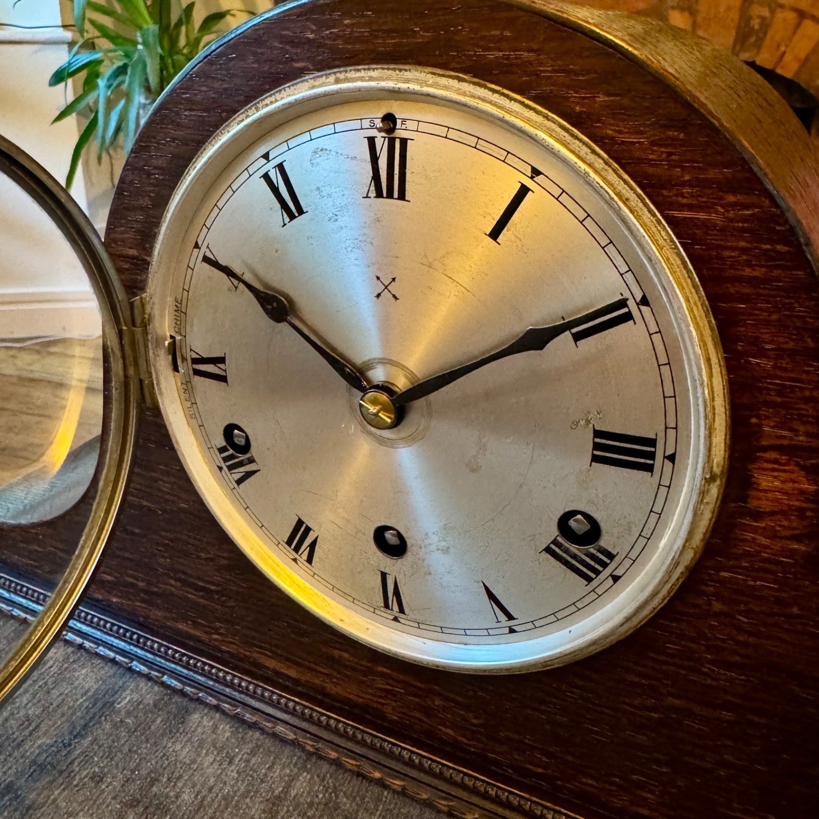 Antique HAC Westminster Chiming Mantel Clock c1930 Oak Napoleon Hat - Mahn and Co Clock Repairs
