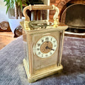 Antique Ornate Brass Carriage Clock Enamel Dial 8 Day Serviced c1900 - Mahn and Co Clock Repairs