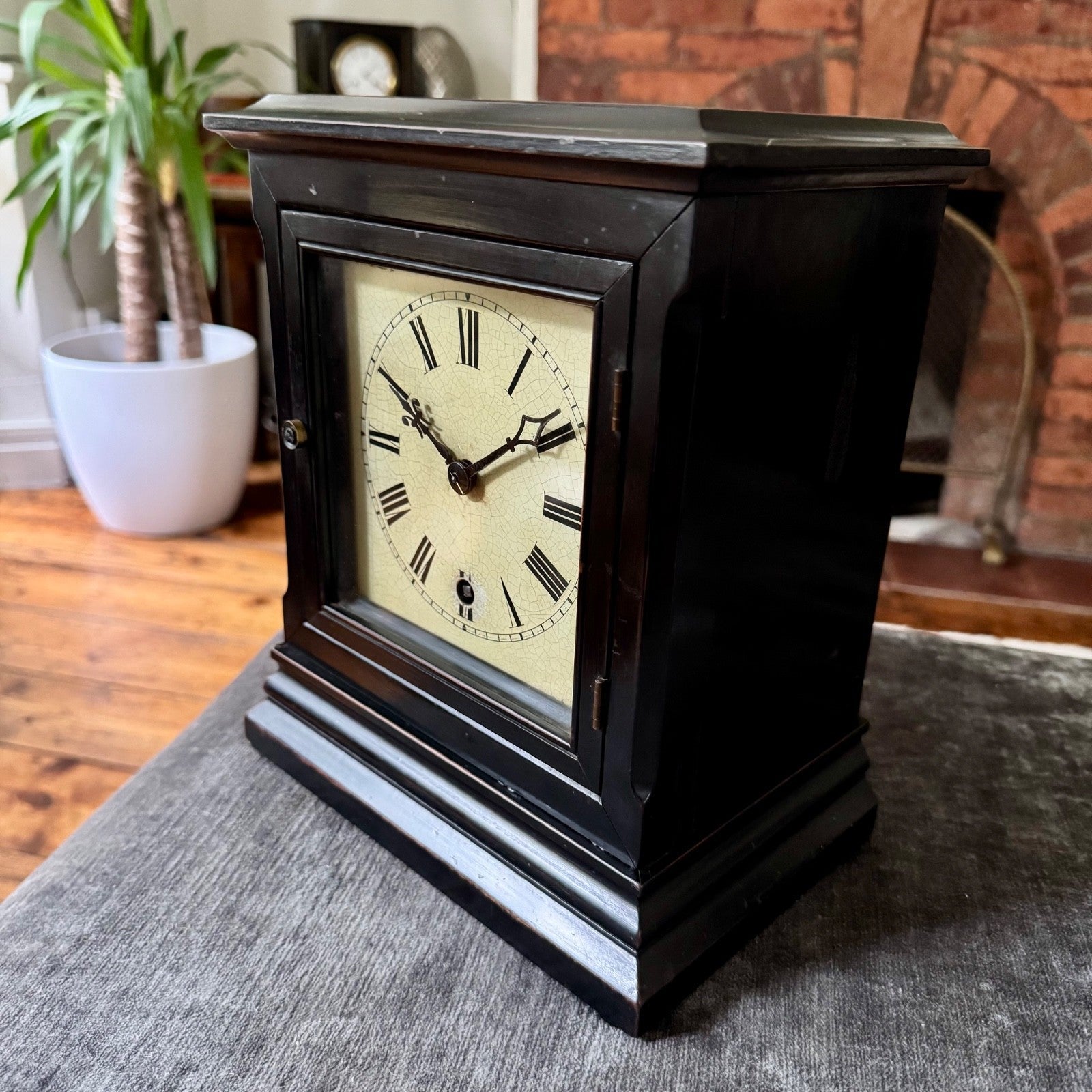 Antique Winterhalder & Hofmeier Library Clock W&H K Movement c1900 Working - Mahn and Co Clock Repairs