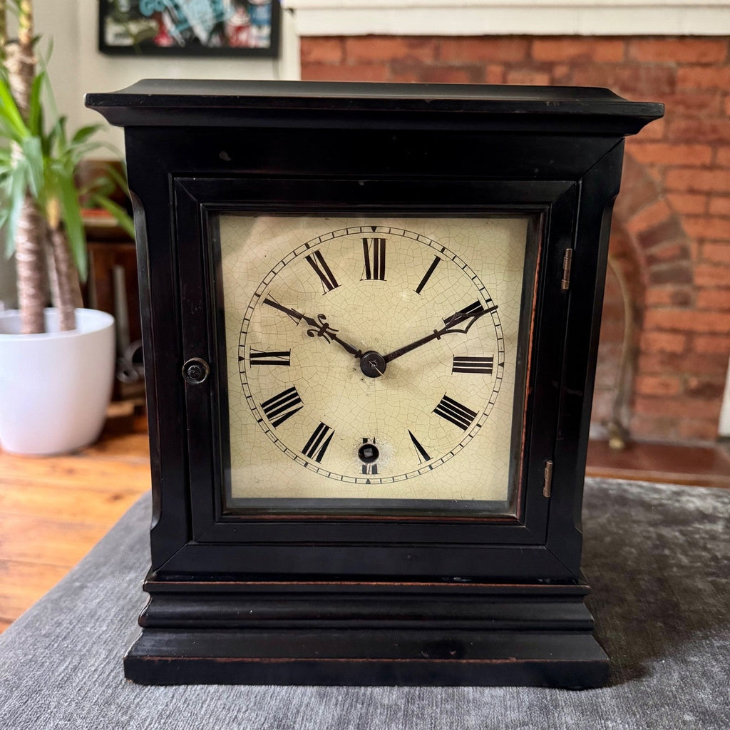 Antique Winterhalder & Hofmeier Library Clock W&H K Movement c1900 Working - Mahn and Co Clock Repairs