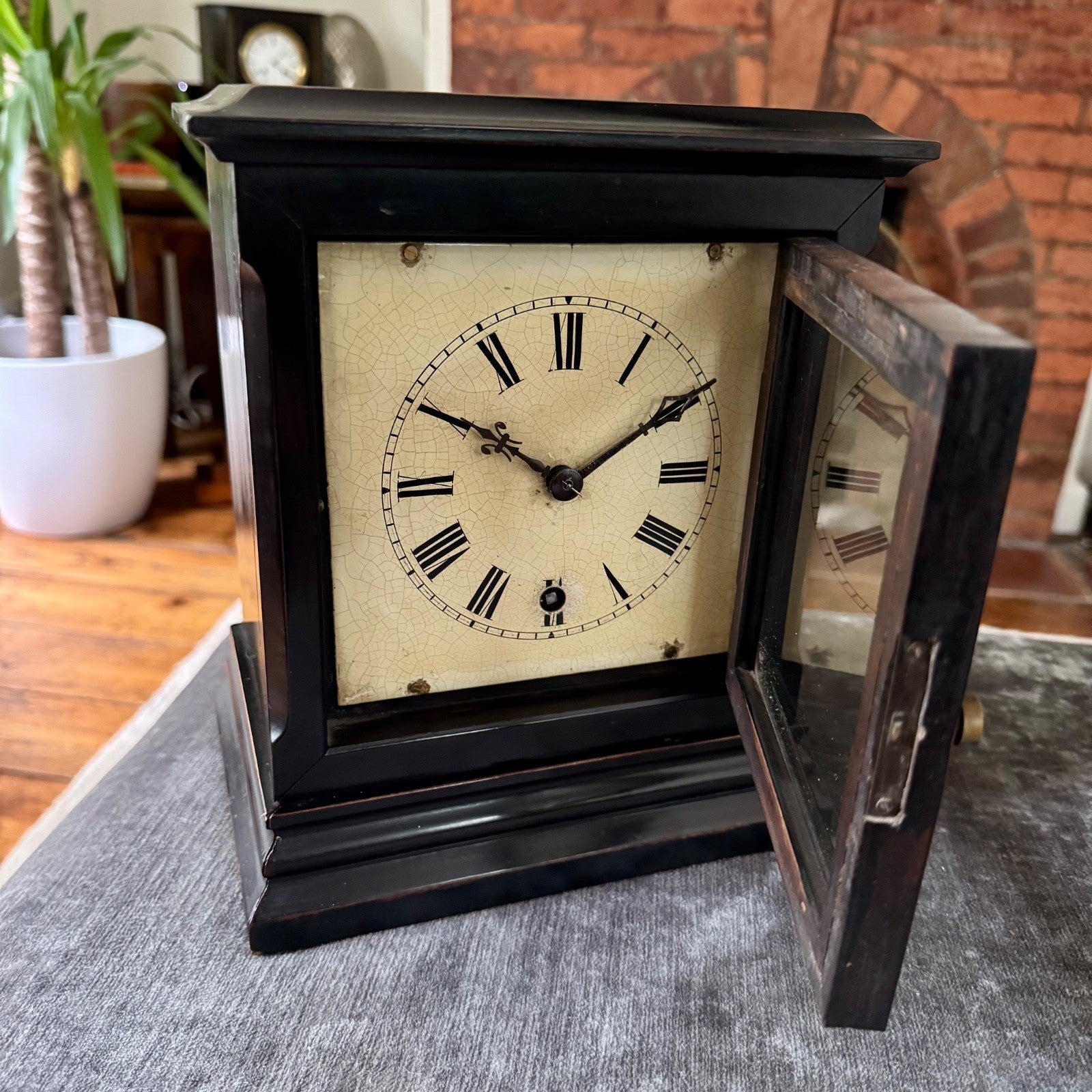 Antique Winterhalder & Hofmeier Library Clock W&H K Movement c1900 Working - Mahn and Co Clock Repairs
