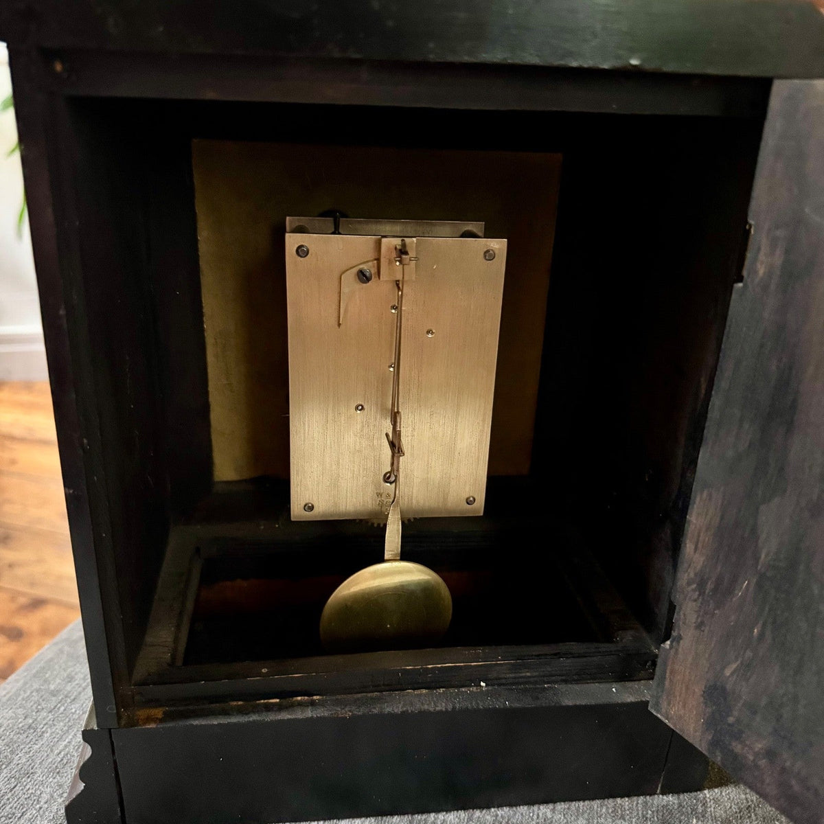 Antique Winterhalder & Hofmeier Library Clock W&H K Movement c1900 Working - Mahn and Co Clock Repairs