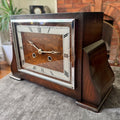 Bentima Art Deco Oak Mantel Clock Twin Train Gong Strike Fully Serviced - Mahn and Co Clock Repairs