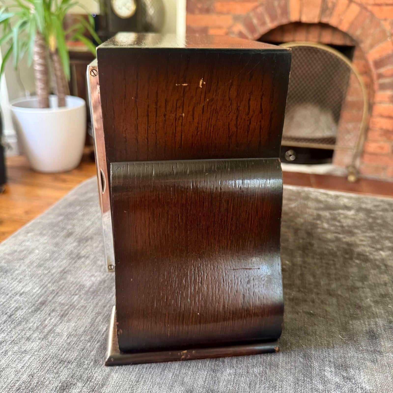 Bentima Art Deco Oak Mantel Clock Twin Train Gong Strike Fully Serviced - Mahn and Co Clock Repairs