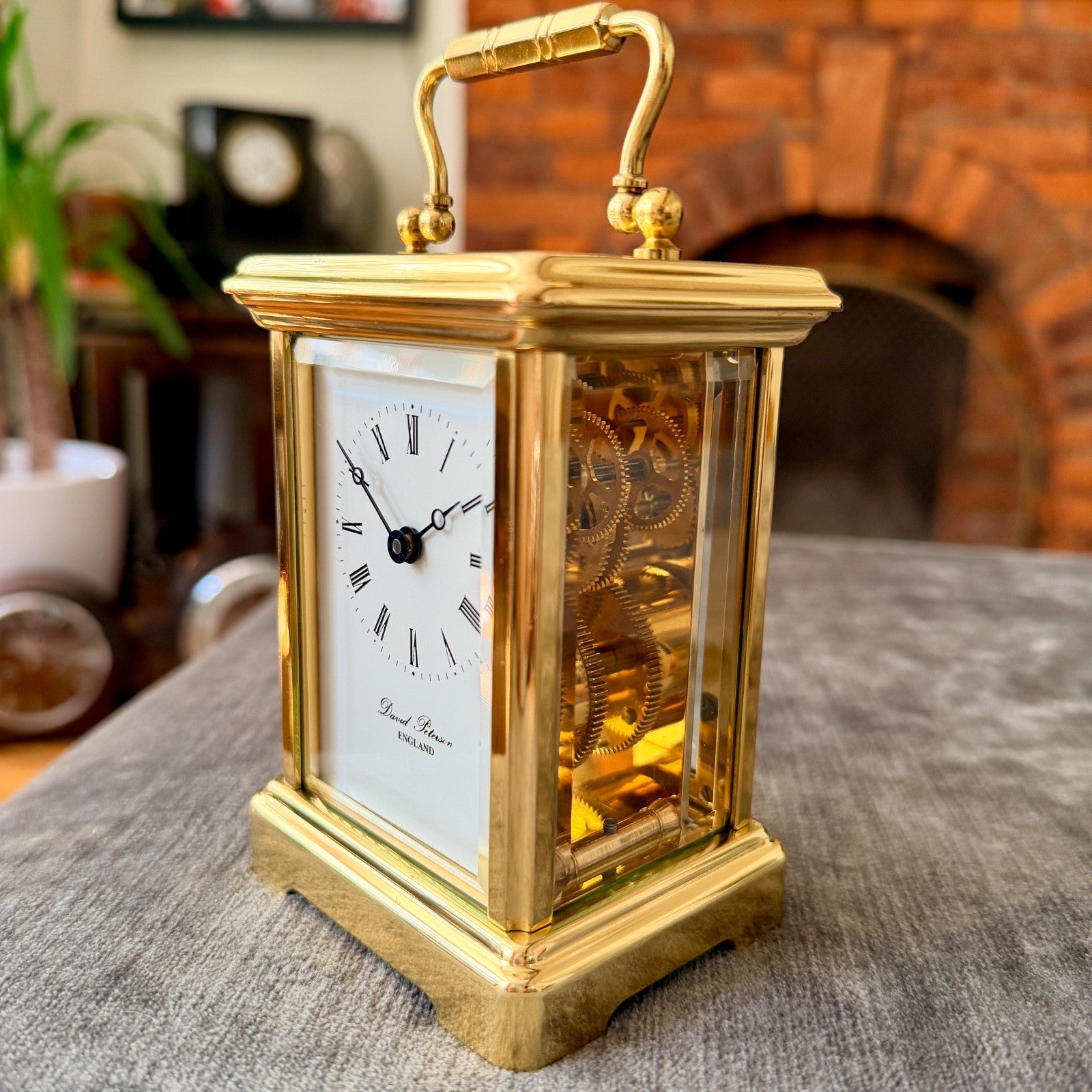 David Peterson DP/BT Boîte 8 Day Mechanical Carriage Clock 11 Jewel Serviced - Mahn and Co Clock Repairs