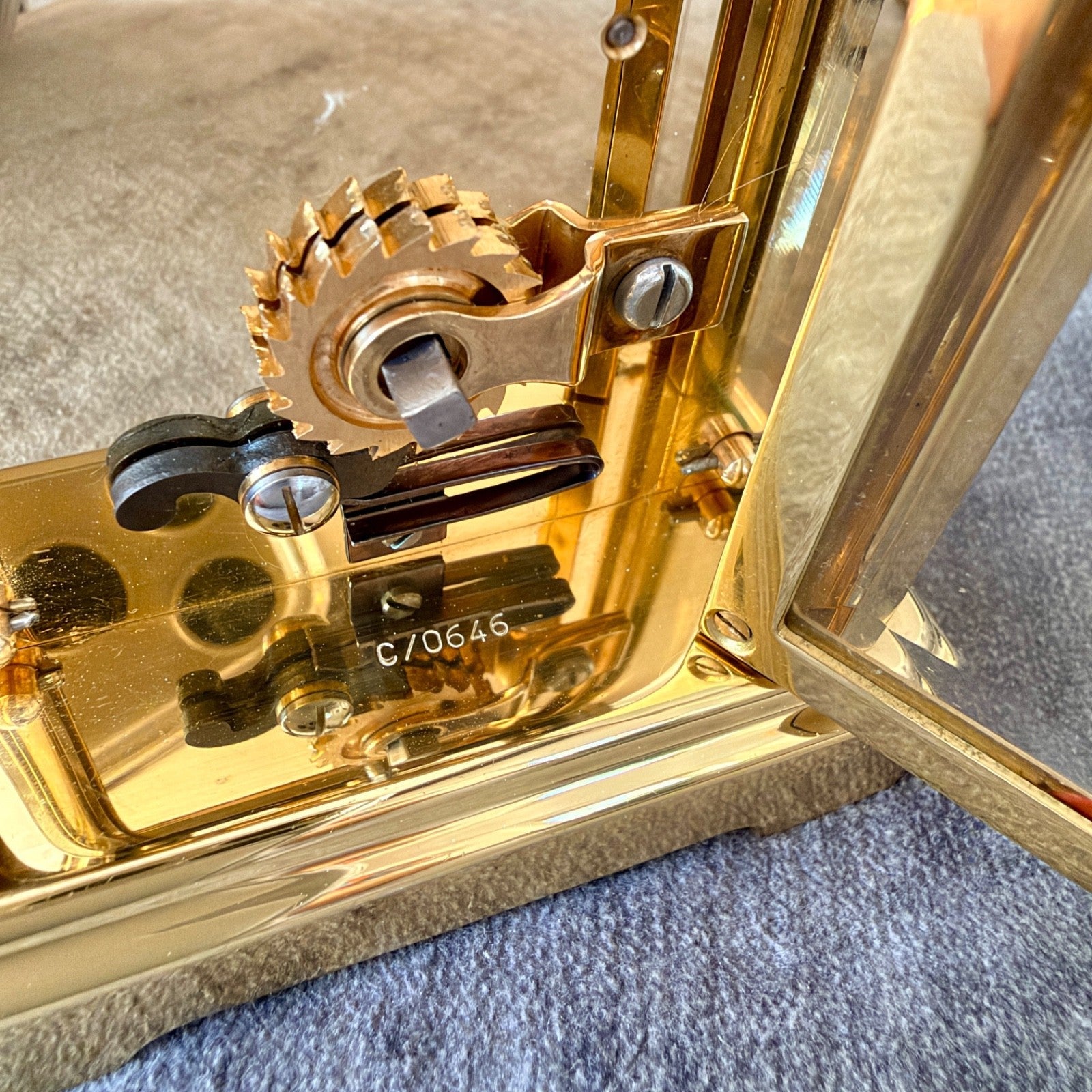 David Peterson DP/BT Boîte 8 Day Mechanical Carriage Clock 11 Jewel Serviced - Mahn and Co Clock Repairs
