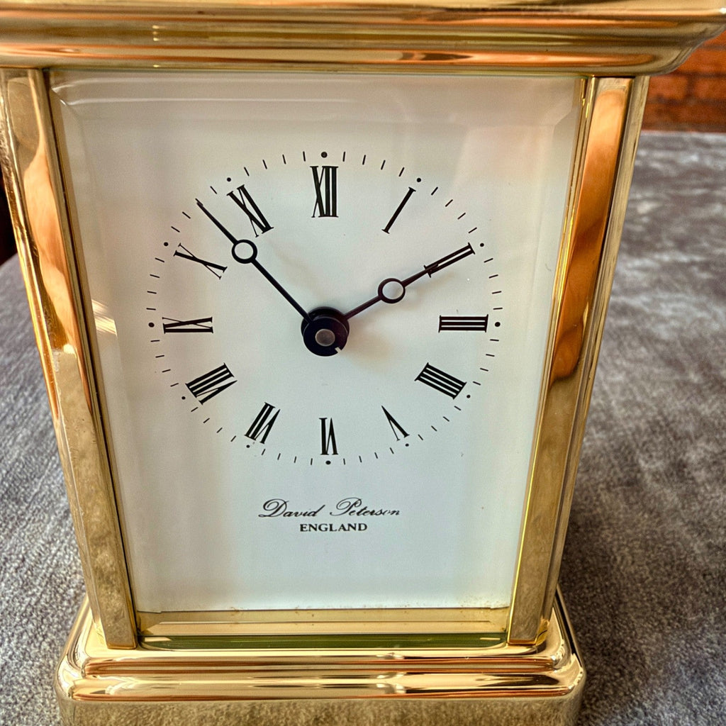 David Peterson DP/BT Boîte 8 Day Mechanical Carriage Clock 11 Jewel Serviced - Mahn and Co Clock Repairs