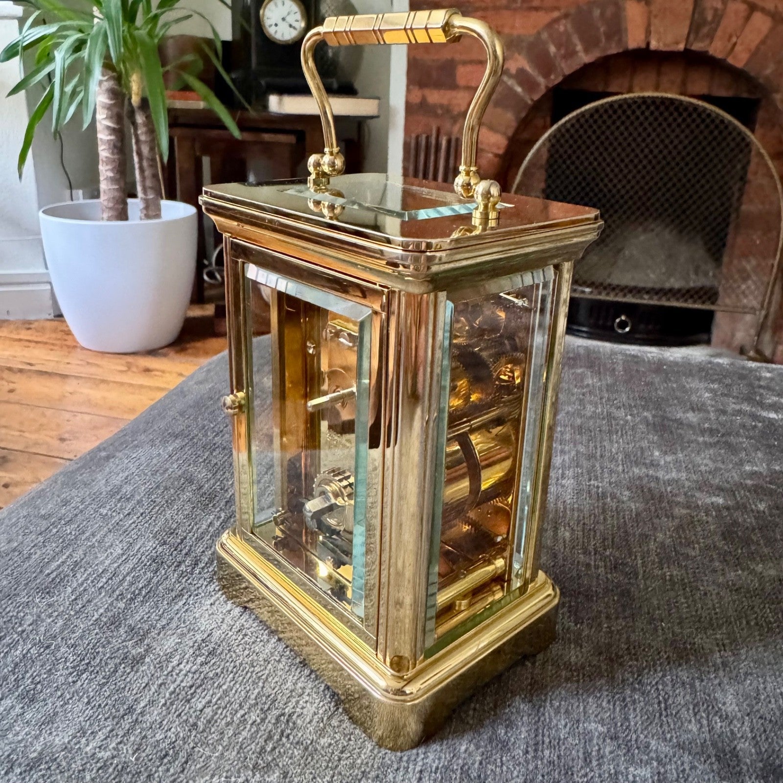 Garrard & Co London FEMA Brass Carriage Clock 8 Day Mechanical Serviced with Key - Mahn and Co Clock Repairs