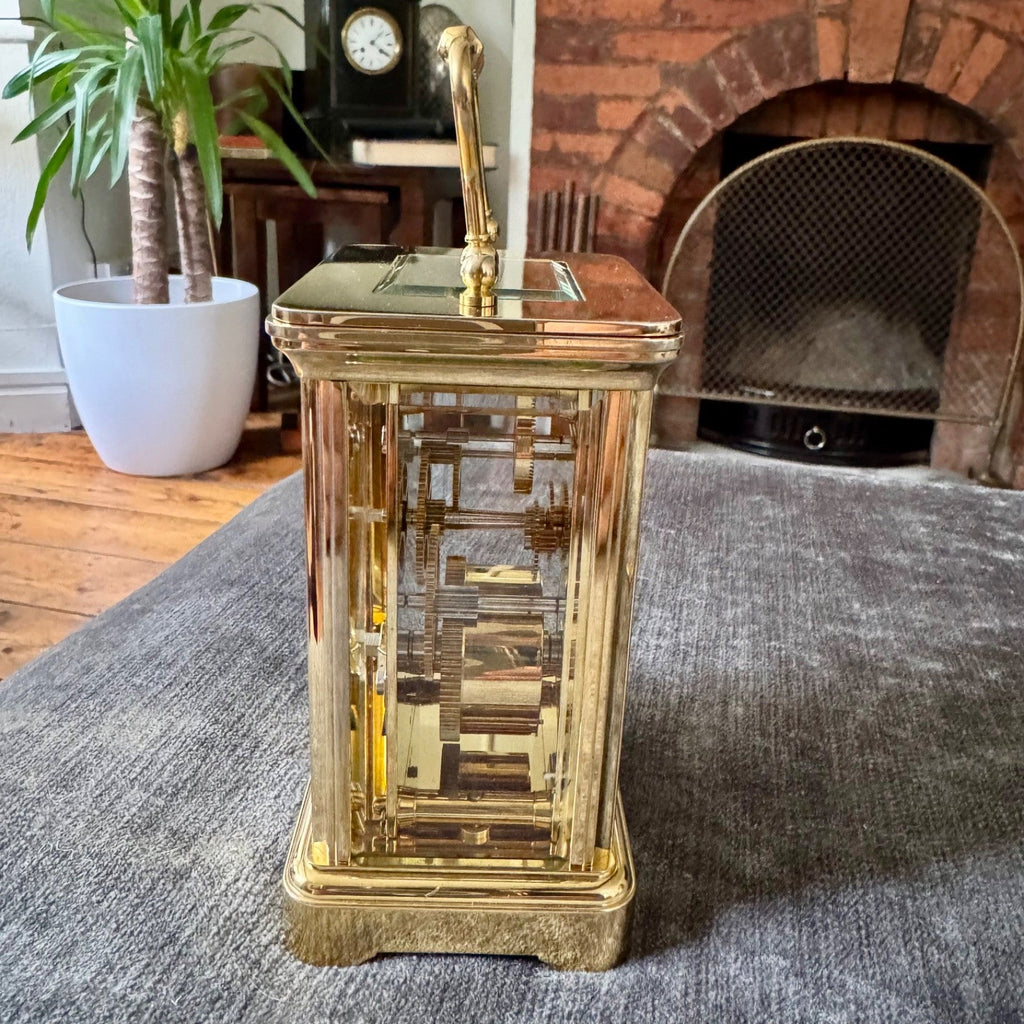 Garrard & Co London FEMA Brass Carriage Clock 8 Day Mechanical Serviced with Key - Mahn and Co Clock Repairs