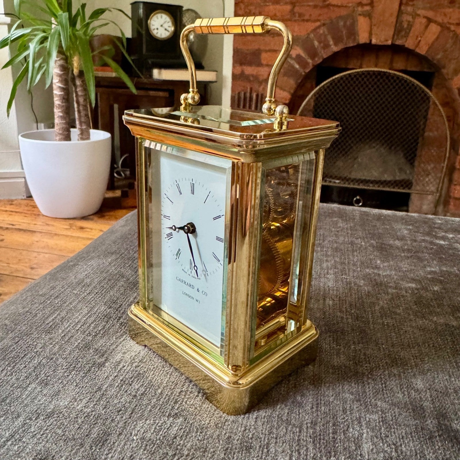 Garrard & Co London FEMA Brass Carriage Clock 8 Day Mechanical Serviced with Key - Mahn and Co Clock Repairs