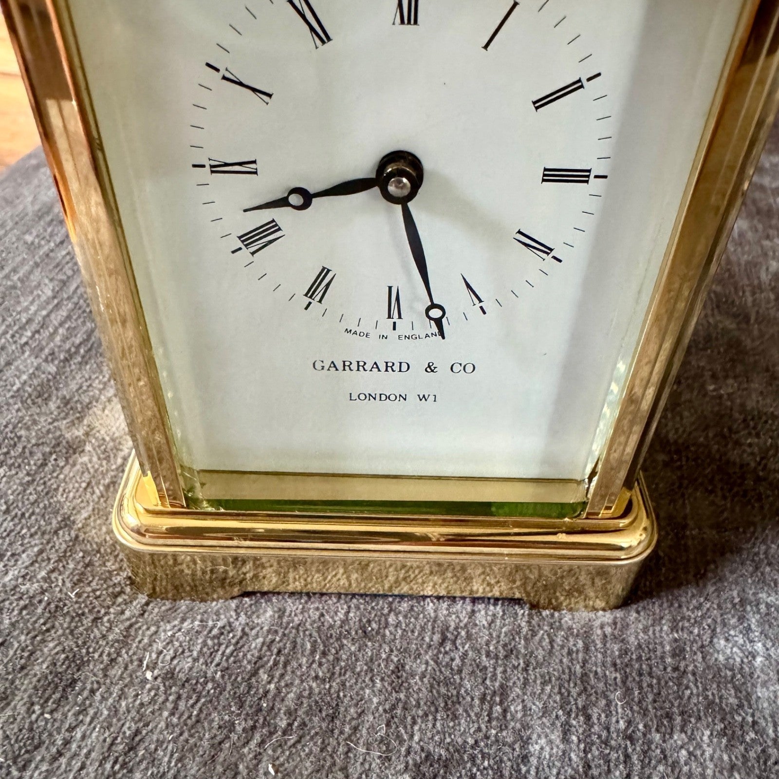 Garrard & Co London FEMA Brass Carriage Clock 8 Day Mechanical Serviced with Key - Mahn and Co Clock Repairs