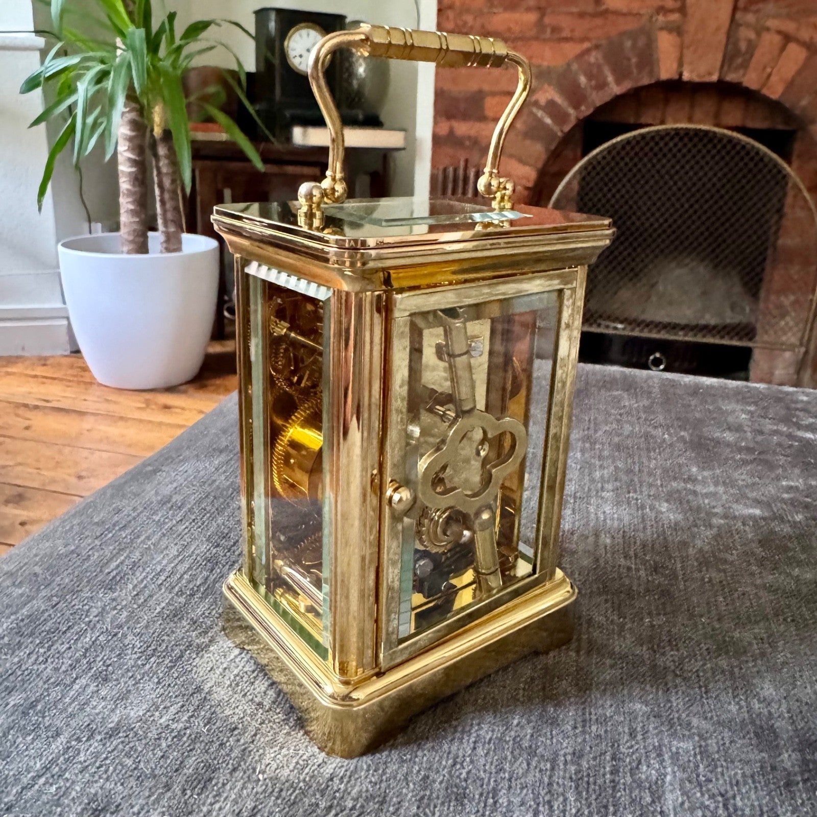 Garrard & Co London FEMA Brass Carriage Clock 8 Day Mechanical Serviced with Key - Mahn and Co Clock Repairs