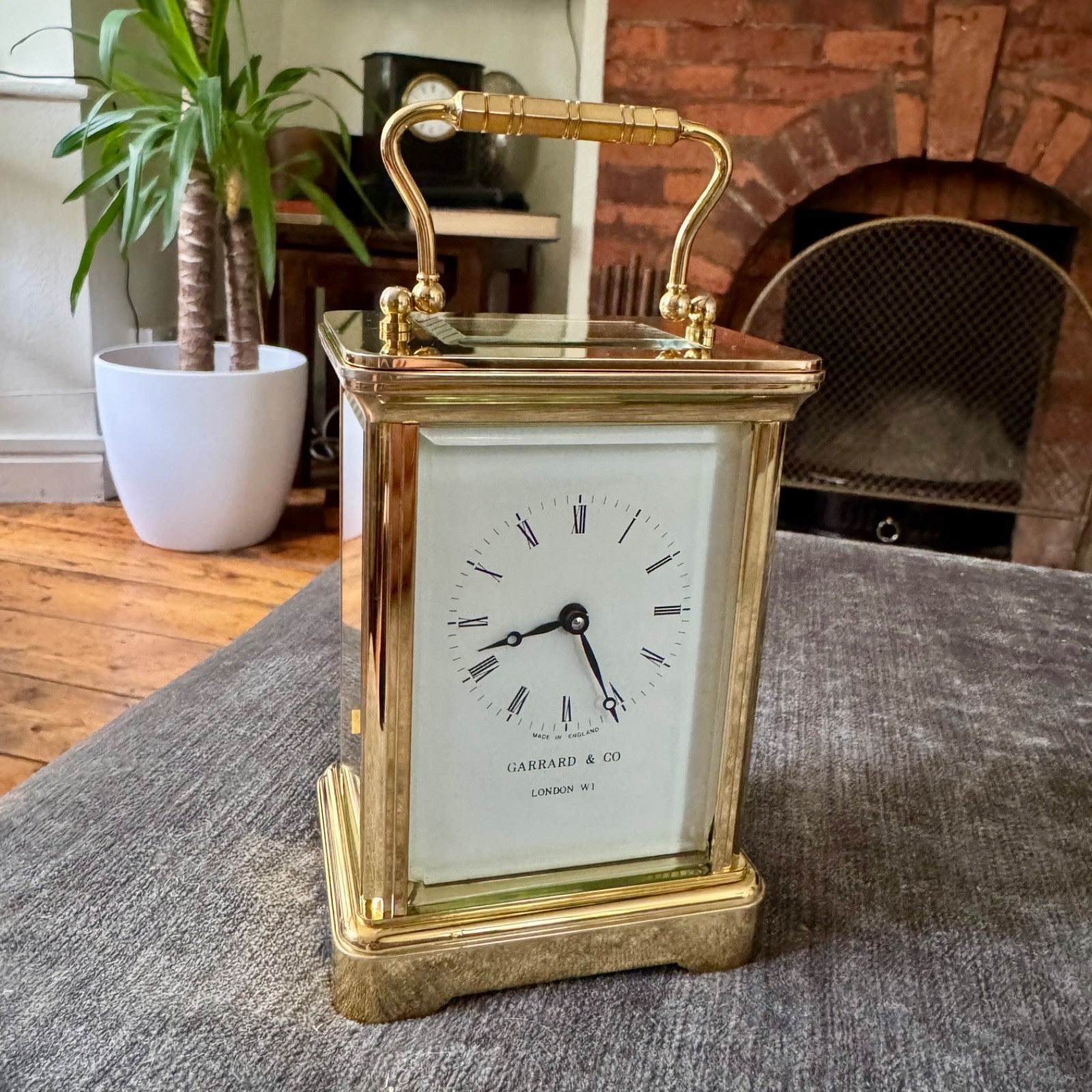 Garrard & Co London FEMA Brass Carriage Clock 8 Day Mechanical Serviced with Key - Mahn and Co Clock Repairs