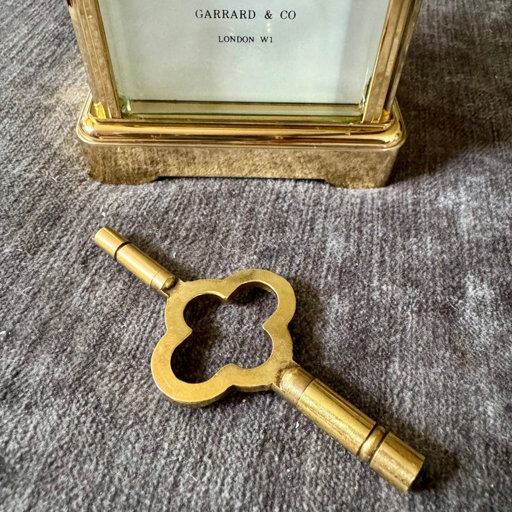 Garrard & Co London FEMA Brass Carriage Clock 8 Day Mechanical Serviced with Key - Mahn and Co Clock Repairs