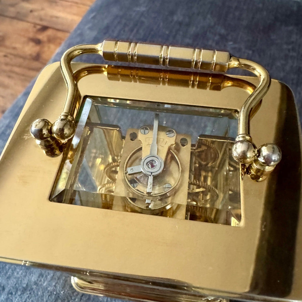 Garrard & Co London FEMA Brass Carriage Clock 8 Day Mechanical Serviced with Key - Mahn and Co Clock Repairs