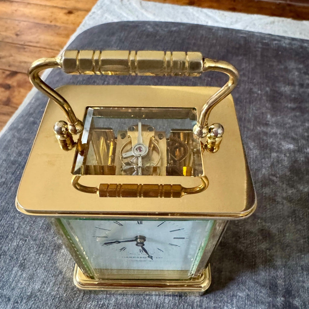 Garrard & Co London FEMA Brass Carriage Clock 8 Day Mechanical Serviced with Key - Mahn and Co Clock Repairs
