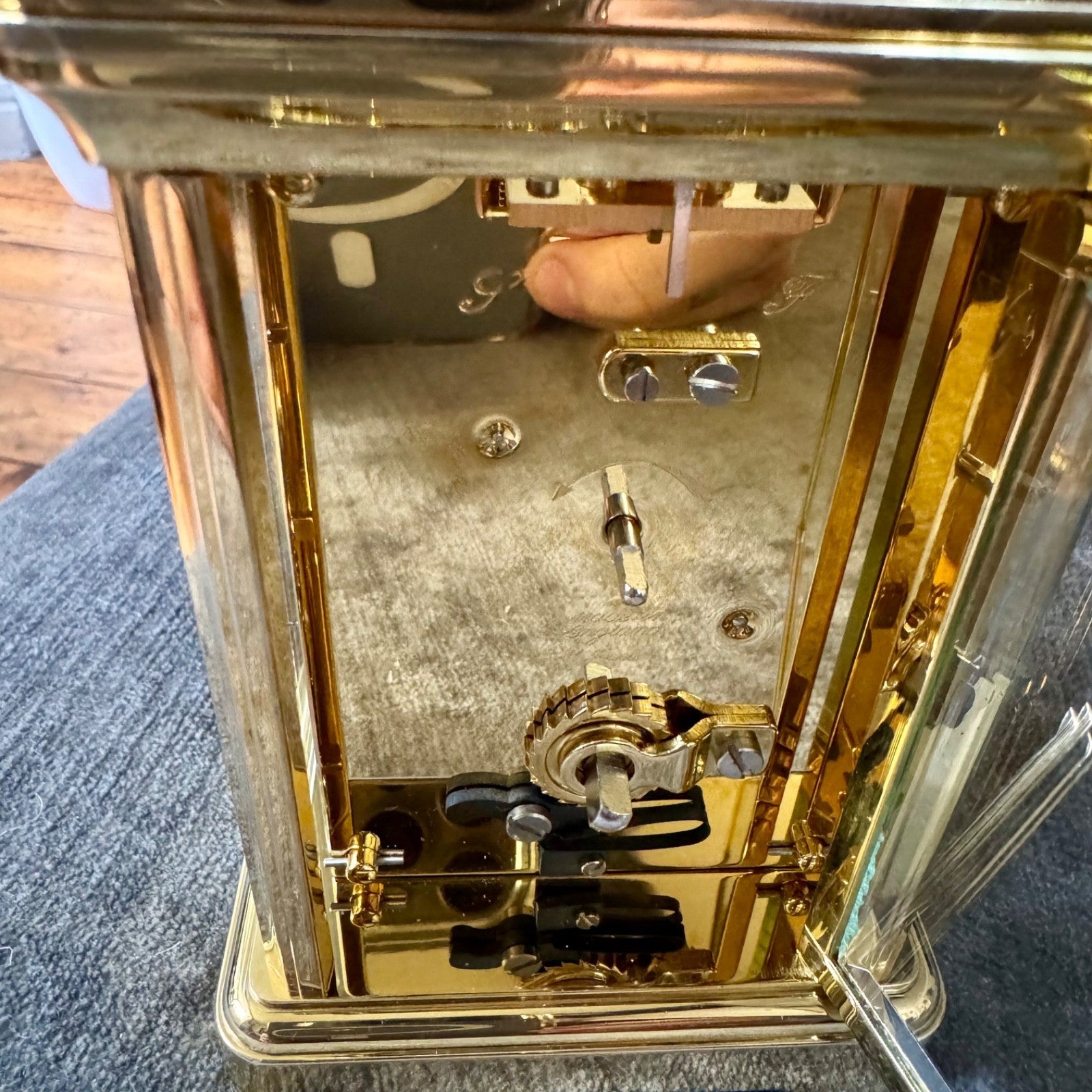 Garrard & Co London FEMA Brass Carriage Clock 8 Day Mechanical Serviced with Key - Mahn and Co Clock Repairs