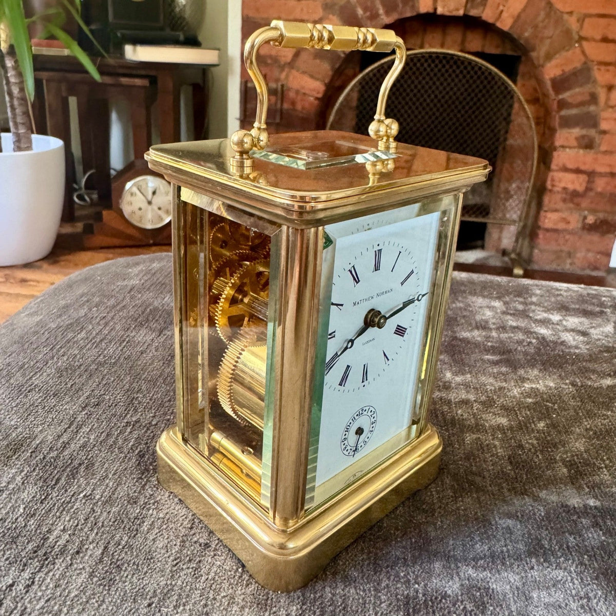 Matthew Norman 1754A Swiss Brass Carriage Clock Alarm 8 Day Serviced Working - Mahn and Co Clock Repairs