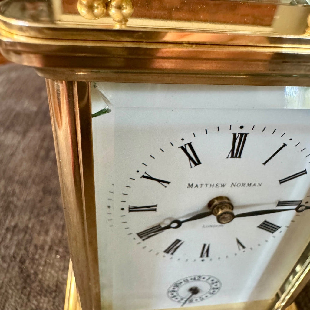 Matthew Norman 1754A Swiss Brass Carriage Clock Alarm 8 Day Serviced Working - Mahn and Co Clock Repairs