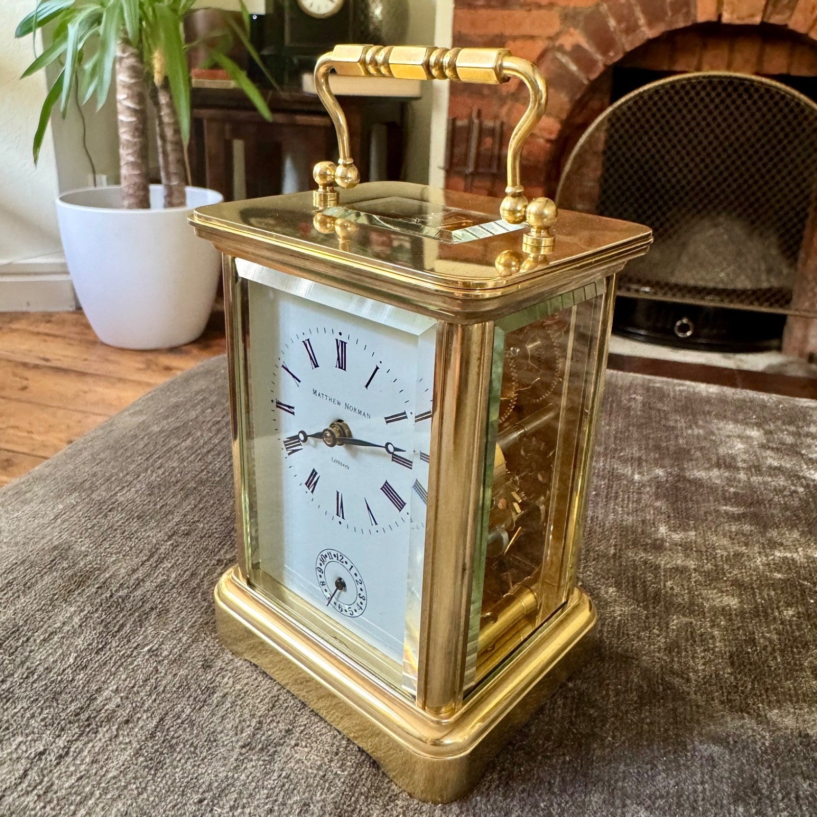 Matthew Norman 1754A Swiss Brass Carriage Clock Alarm 8 Day Serviced Working - Mahn and Co Clock Repairs