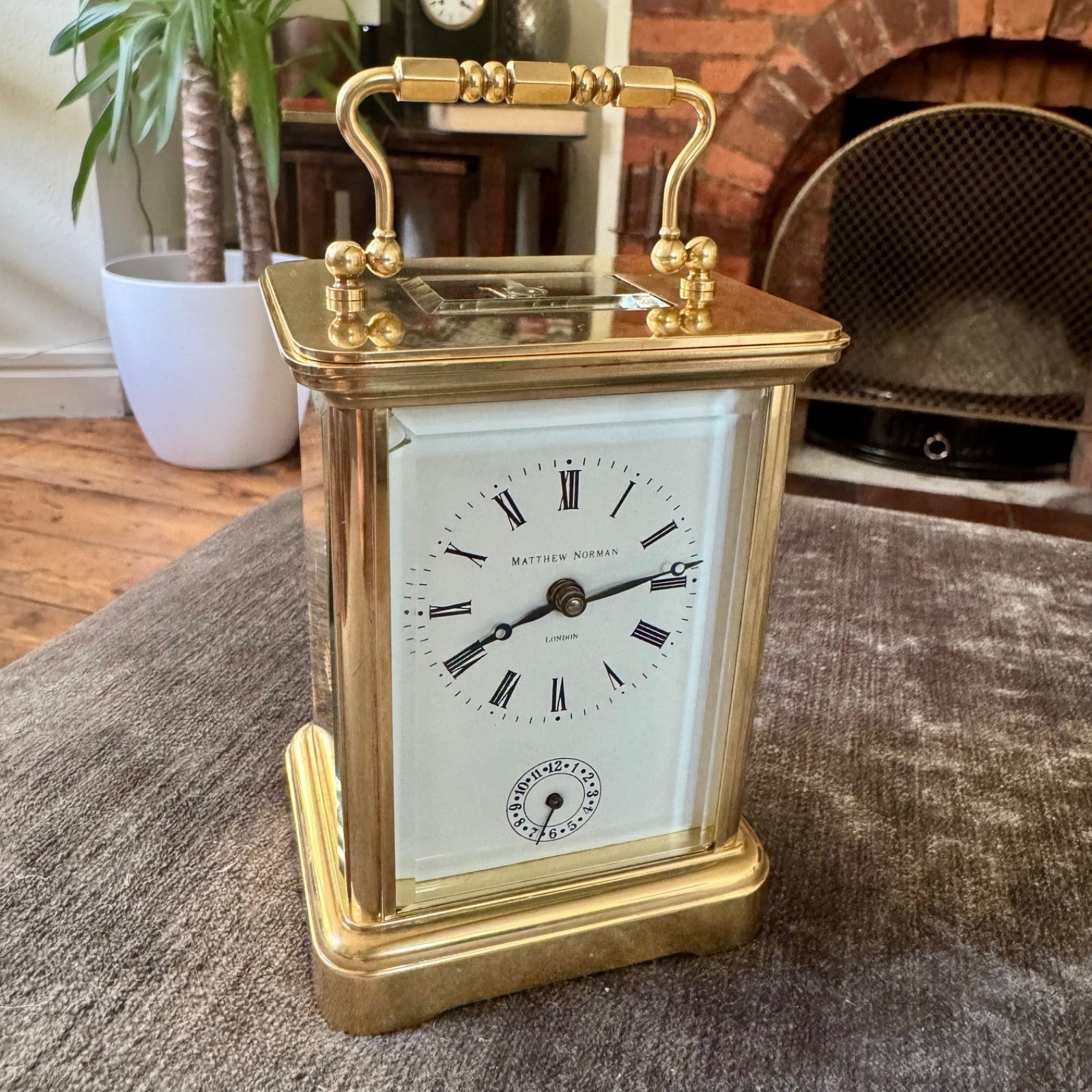 Matthew Norman 1754A Swiss Brass Carriage Clock Alarm 8 Day Serviced Working - Mahn and Co Clock Repairs