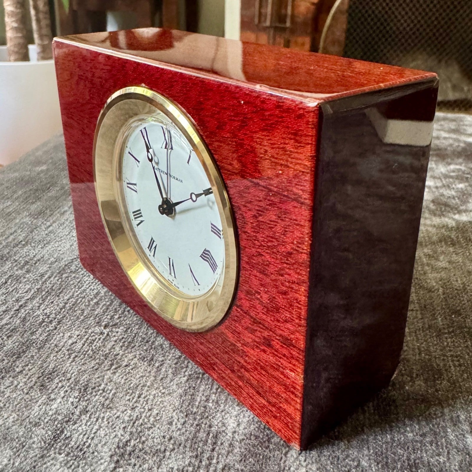 Matthew Norman 811HW Swiss Mechanical Alarm Clock Box Papers 1979 Working - Mahn and Co Clock Repairs