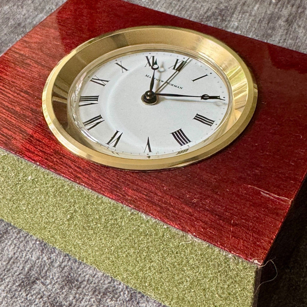 Matthew Norman 811HW Swiss Mechanical Alarm Clock Box Papers 1979 Working - Mahn and Co Clock Repairs