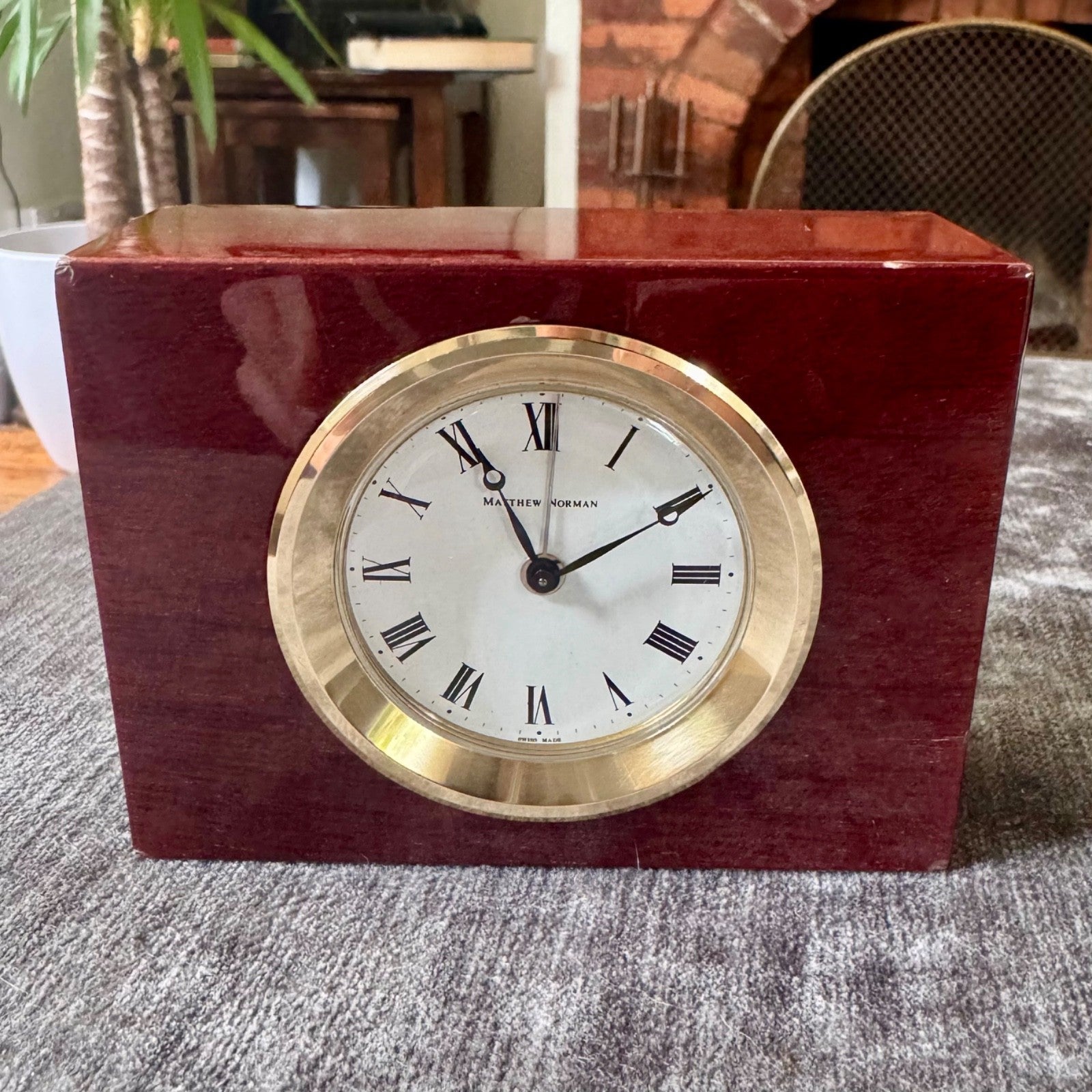 Matthew Norman 811HW Swiss Mechanical Alarm Clock Box Papers 1979 Working - Mahn and Co Clock Repairs
