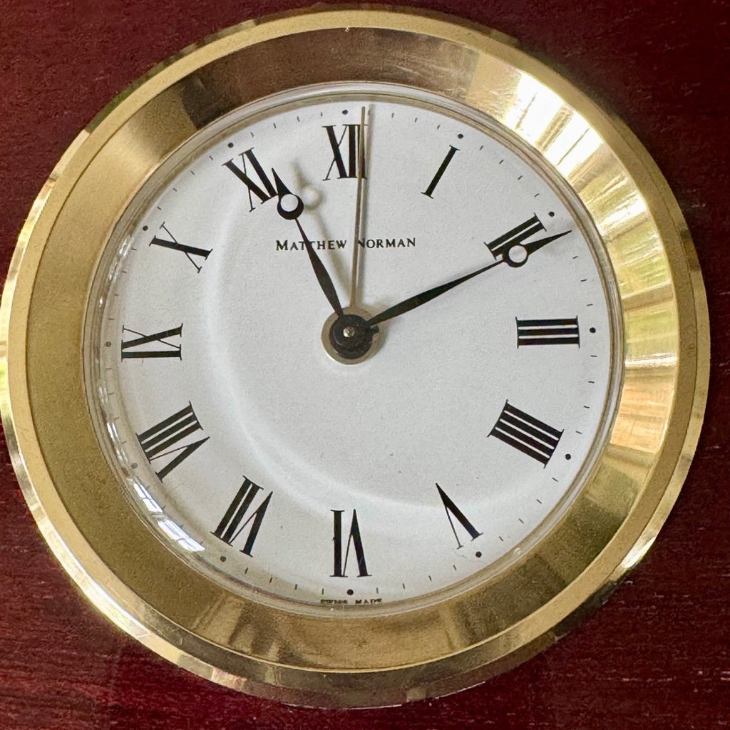 Matthew Norman 811HW Swiss Mechanical Alarm Clock Box Papers 1979 Working - Mahn and Co Clock Repairs