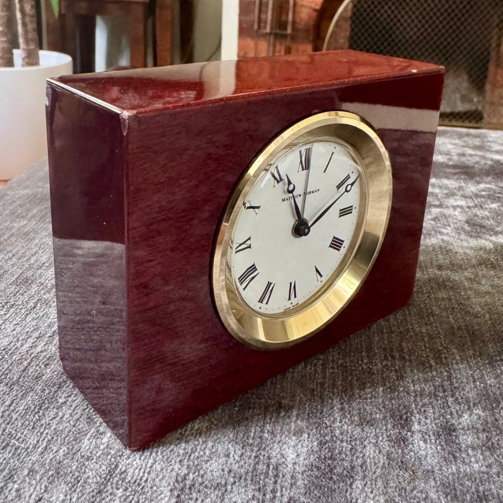 Matthew Norman 811HW Swiss Mechanical Alarm Clock Box Papers 1979 Working - Mahn and Co Clock Repairs