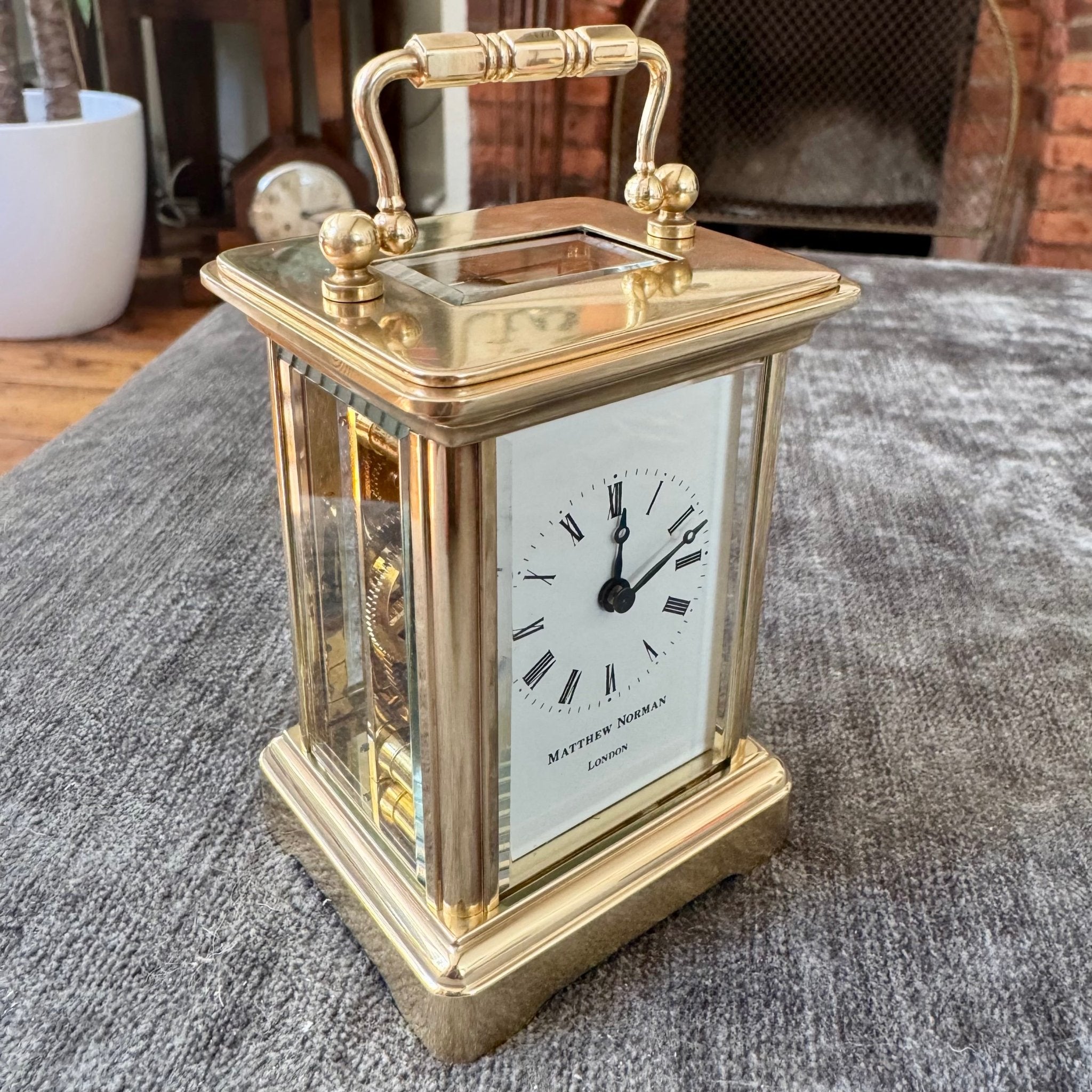 Matthew Norman Miniature Swiss Brass Carriage Clock - Mahn and Co Clock Repairs