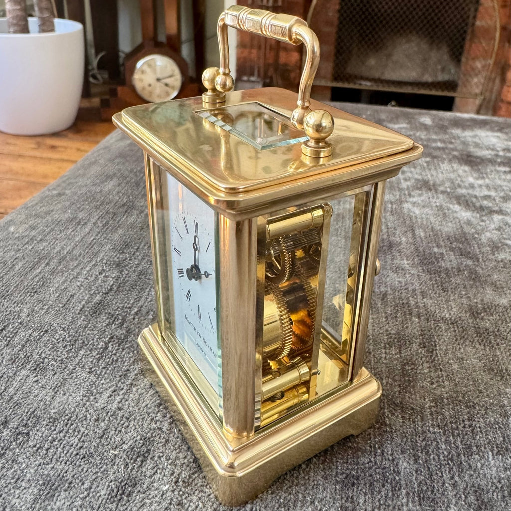 Matthew Norman Miniature Swiss Brass Carriage Clock - Mahn and Co Clock Repairs