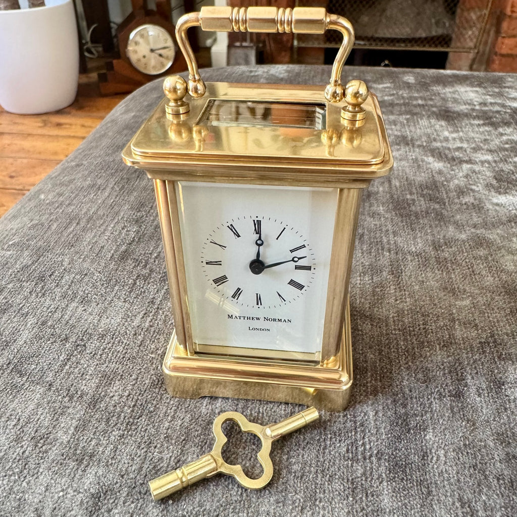 Matthew Norman Miniature Swiss Brass Carriage Clock - Mahn and Co Clock Repairs